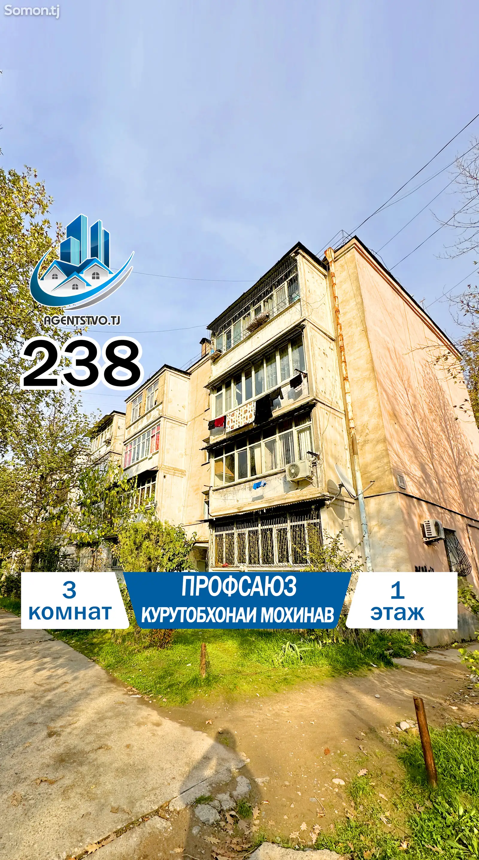 3-комн. квартира, 1 этаж, 63 м², Сино-1