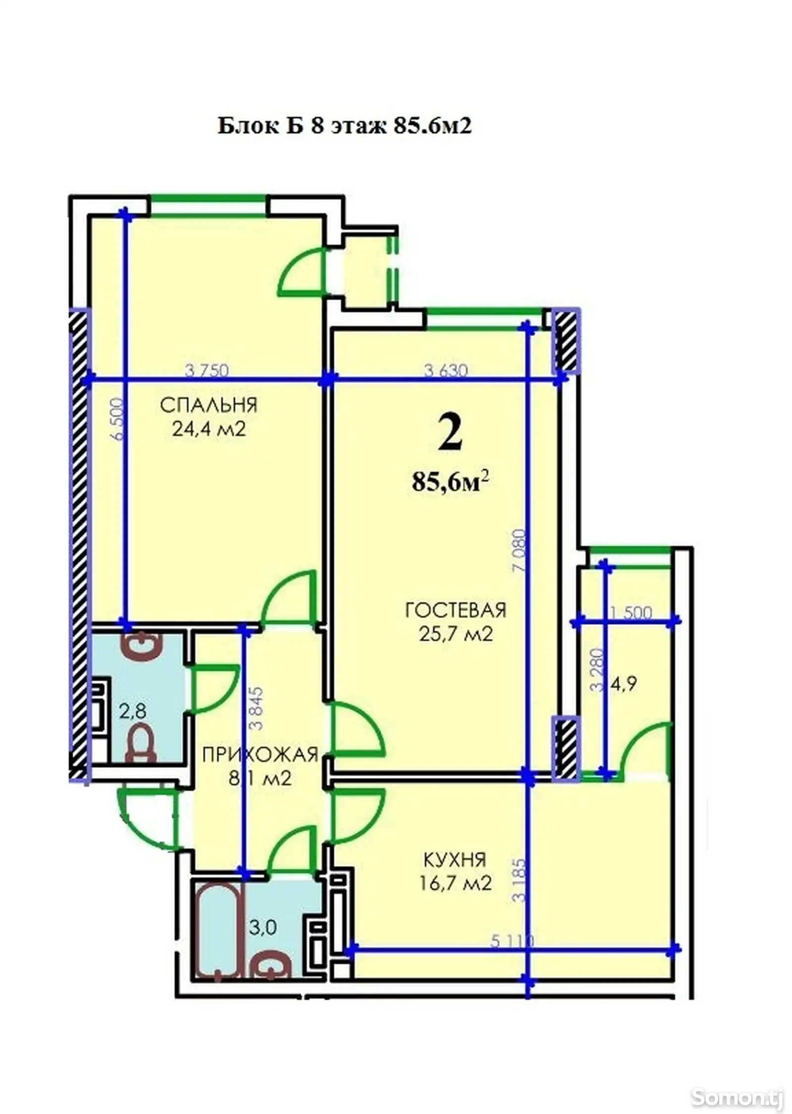 2-комн. квартира, 8 этаж, 86 м², Шоҳмансур-7