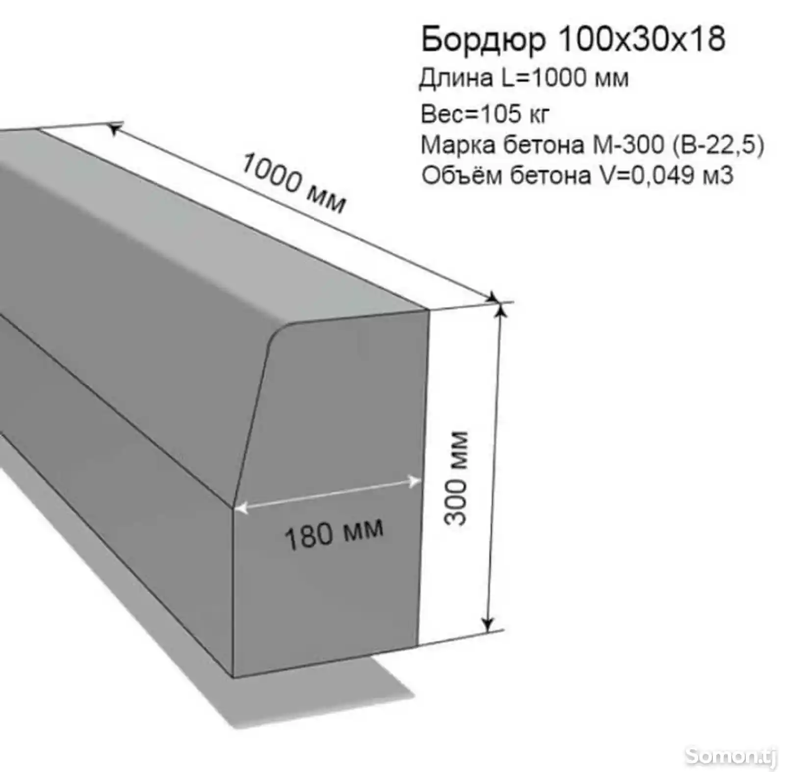 Бордюр 100/30/18-2