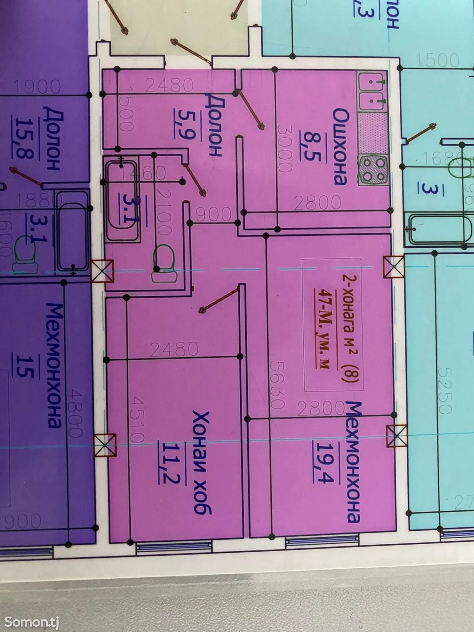 2-комн. квартира, 5 этаж, 47 м², Повороти фабрика-1