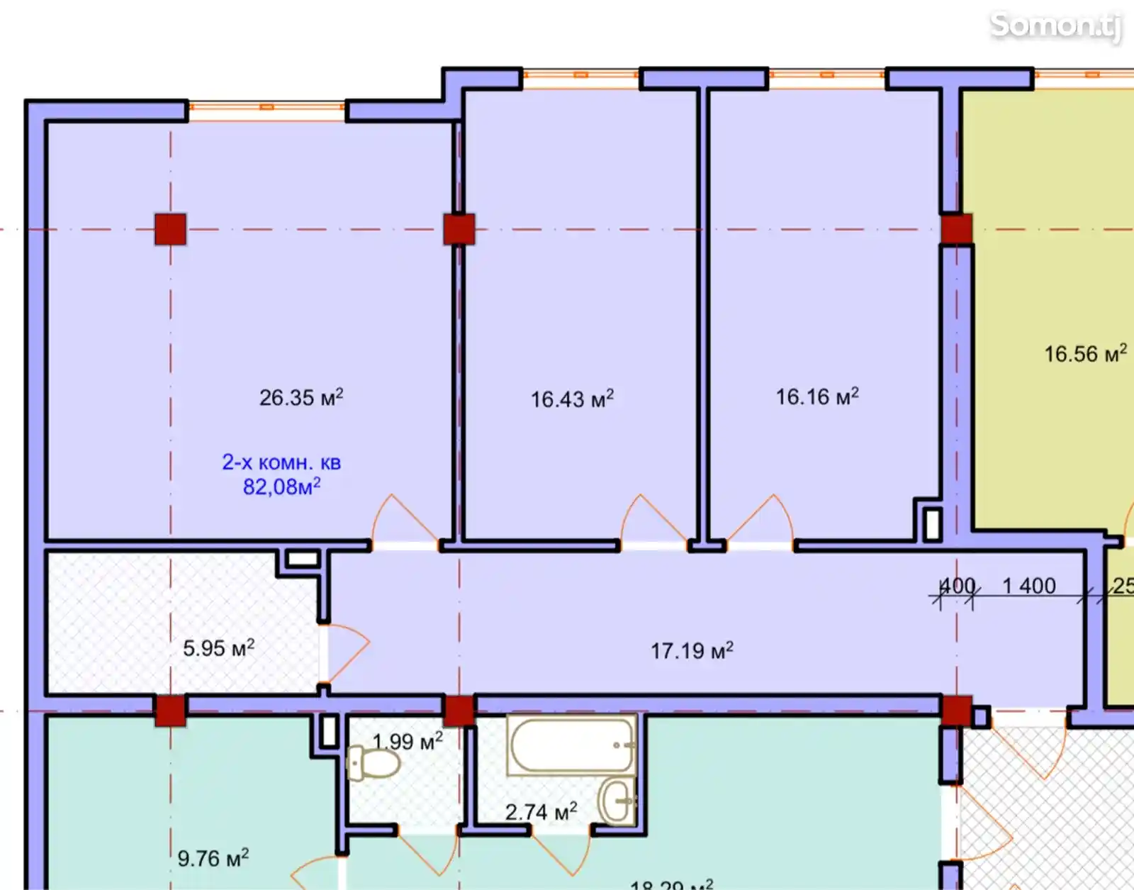 3-комн. квартира, 1 этаж, 83 м², ТЭЦ