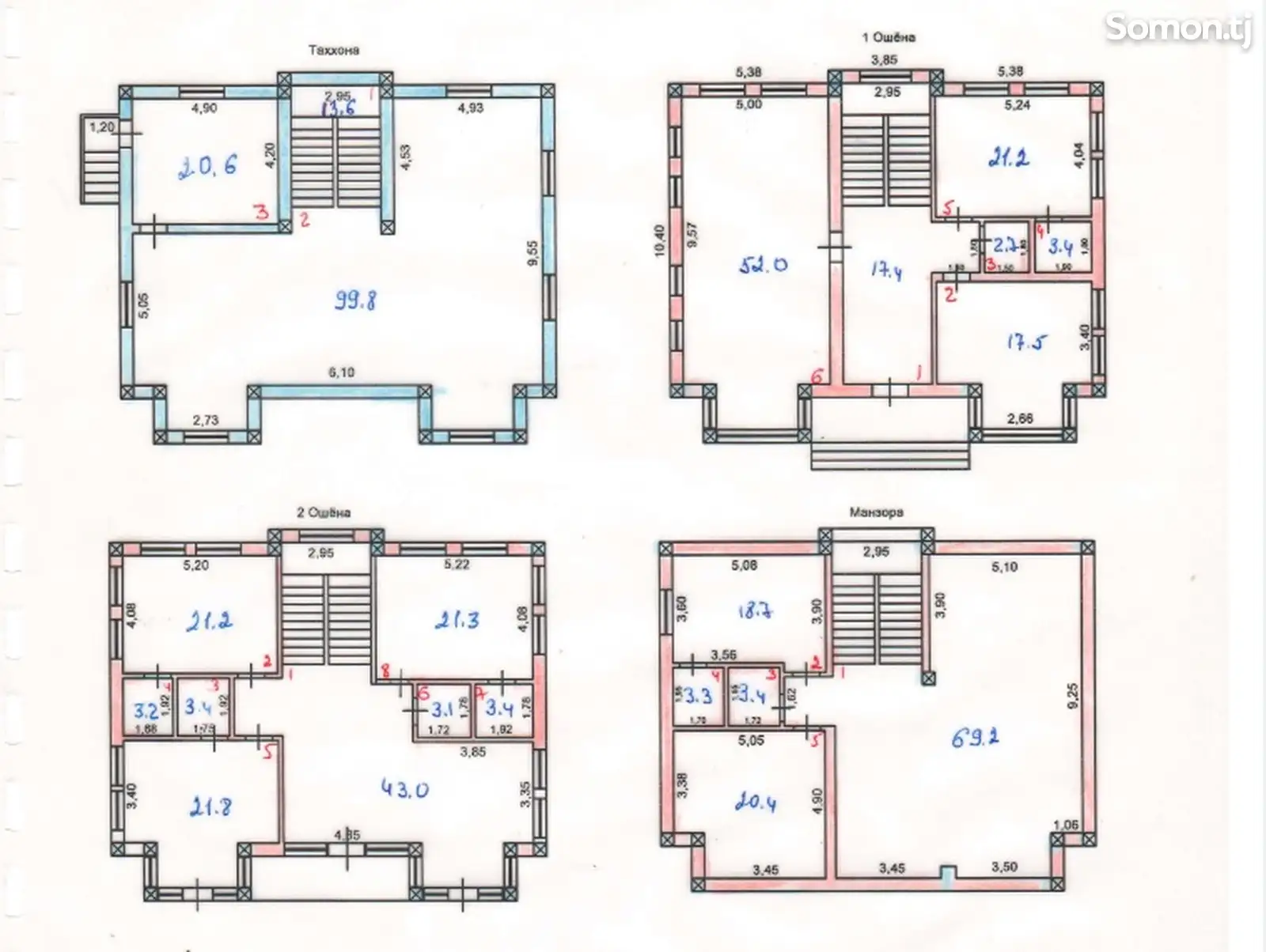 3-этажный, 9 комнатный дом, 480 м², И.Сомони-5