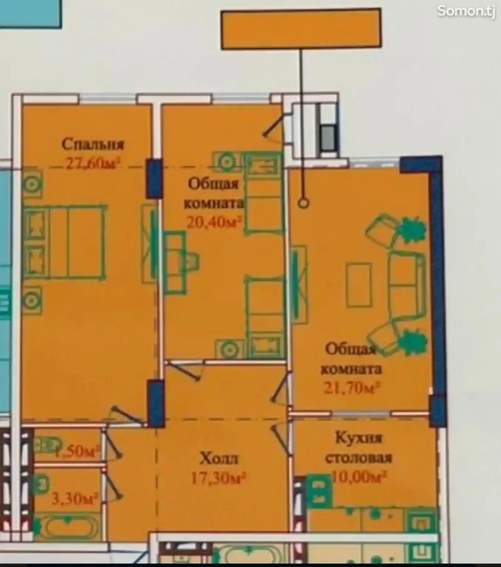 3-комн. квартира, 3 этаж, 92 м², Эстакадаи 82 мкр, Казокон-16