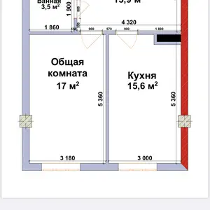 1-комн. квартира, 10 этаж, 51 м², Шохмансур