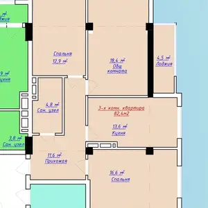 3-комн. квартира, 3 этаж, 82 м², 12 мкр