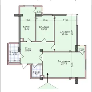 3-комн. квартира, 18 этаж, 126 м², Сомони