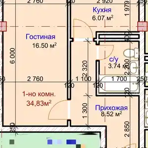 1-комн. квартира, 7 этаж, 35 м², Нихи