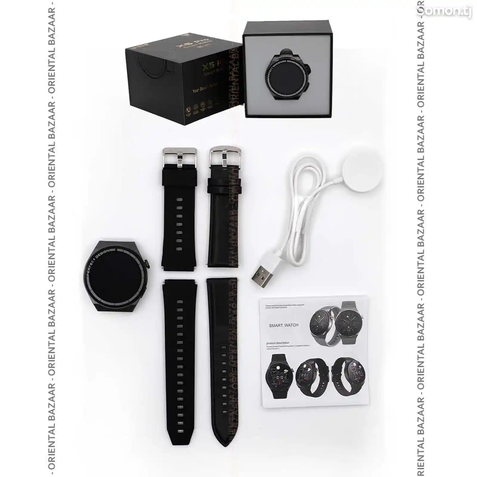Смарт часы мужские с NFC модулем X5 PRO, черный-3
