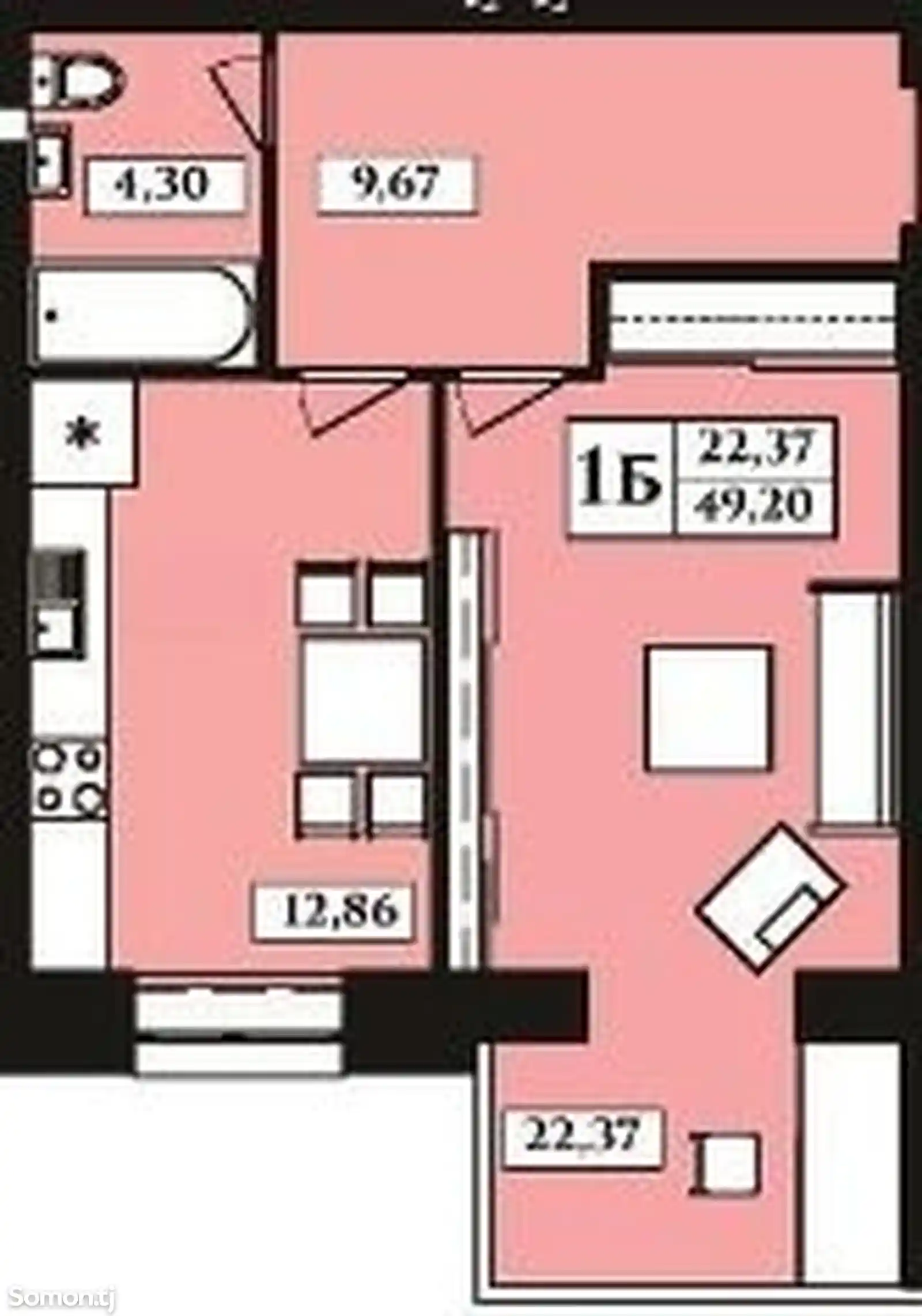 1-комн. квартира, 2 этаж, 49 м², Поворот Ленинграда 