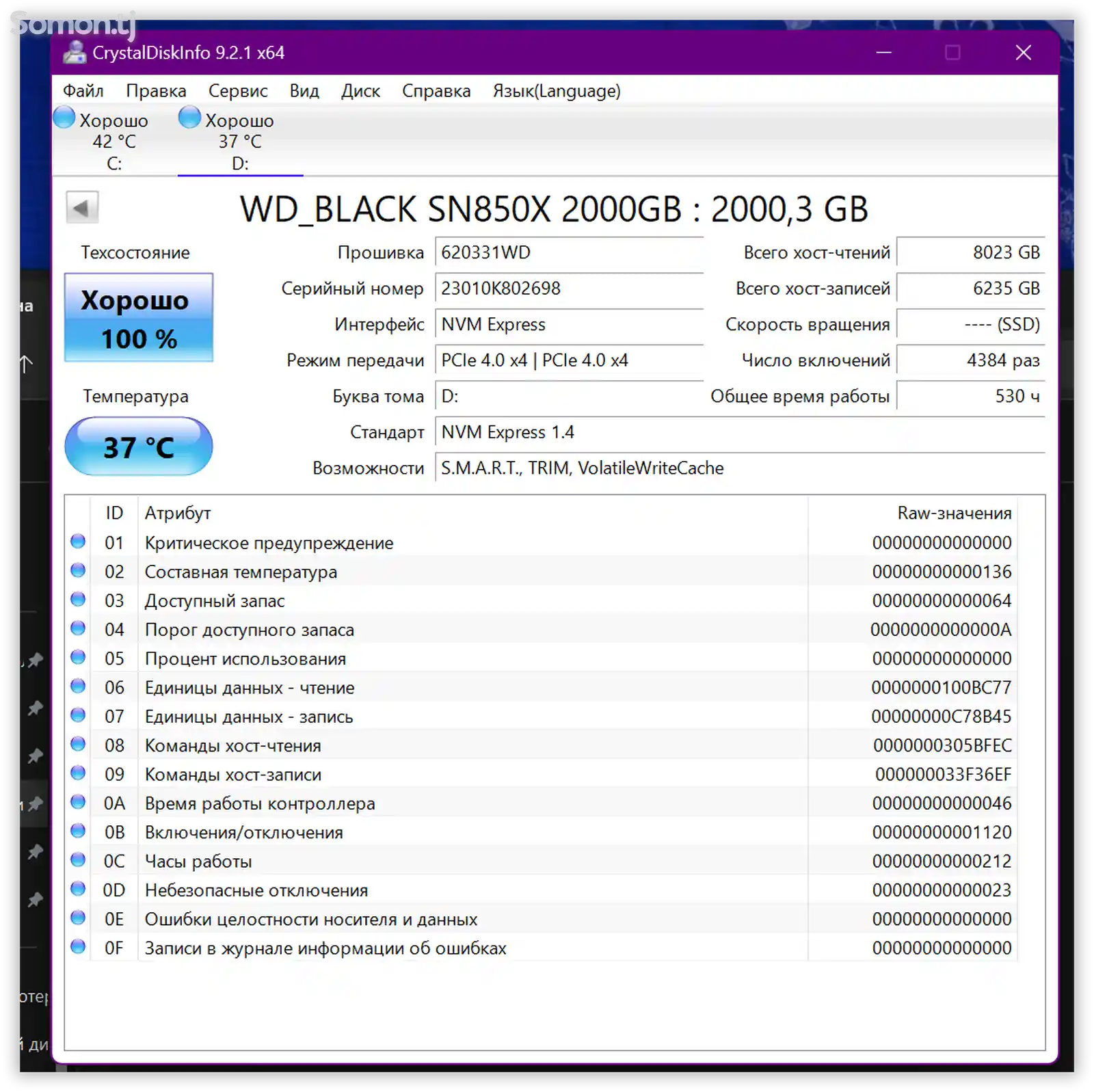 SSD накопитель WD_Black SN850X 2tb