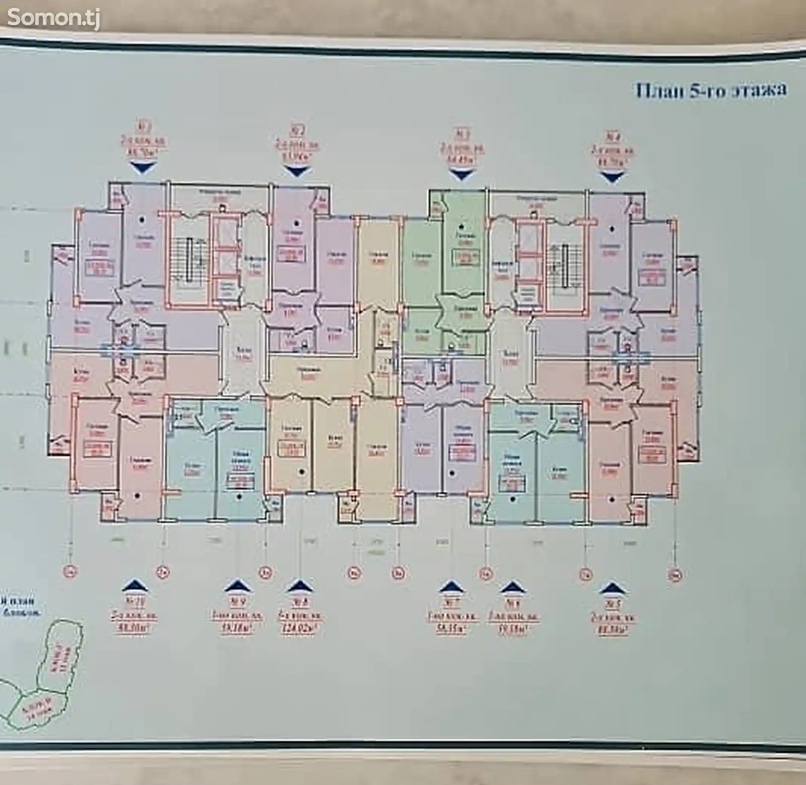 2-комн. квартира, 6 этаж, 60 м², Сомони, Воданасос-2