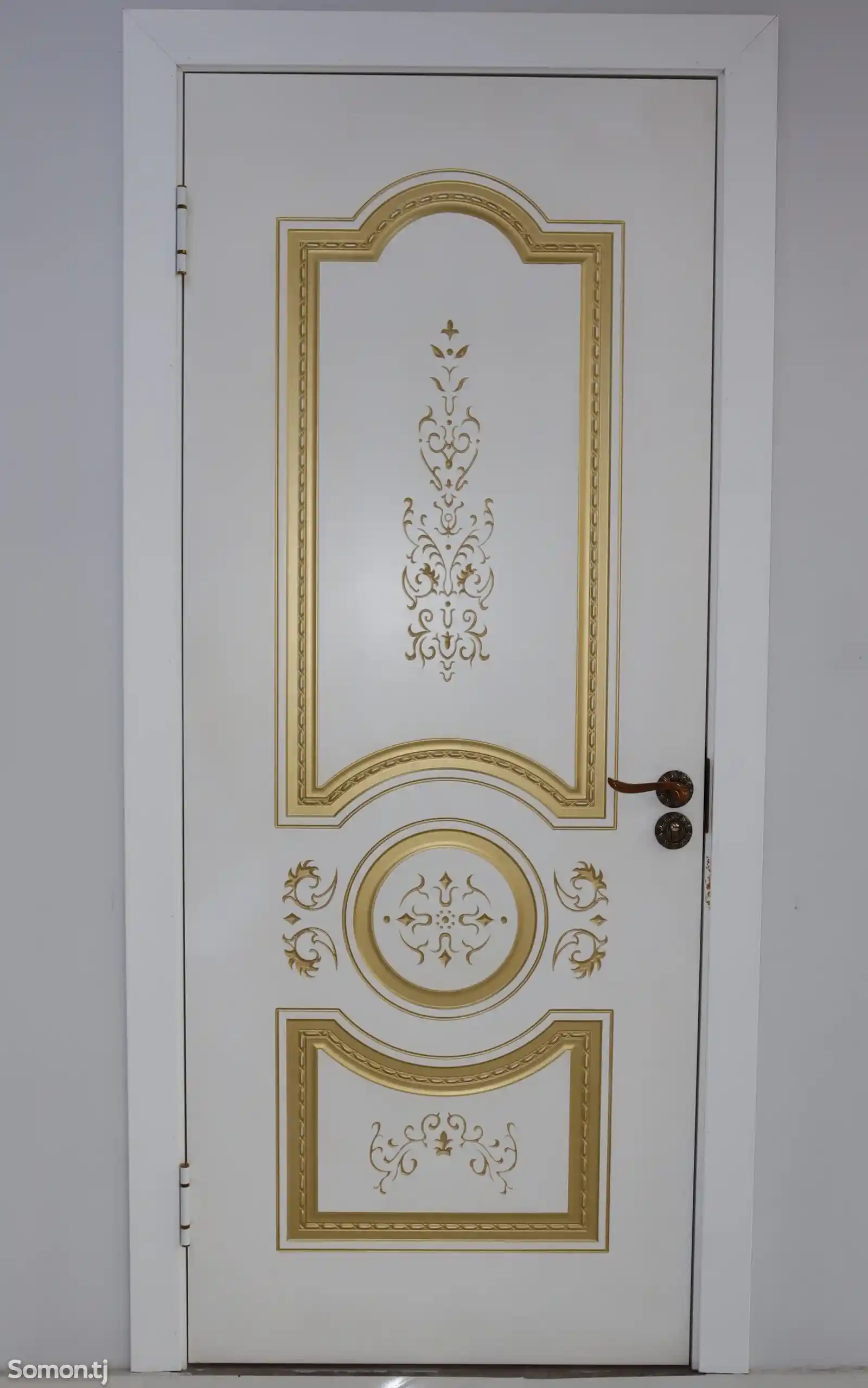 Дверь К Багет Белый/Золото ПГ 200х80