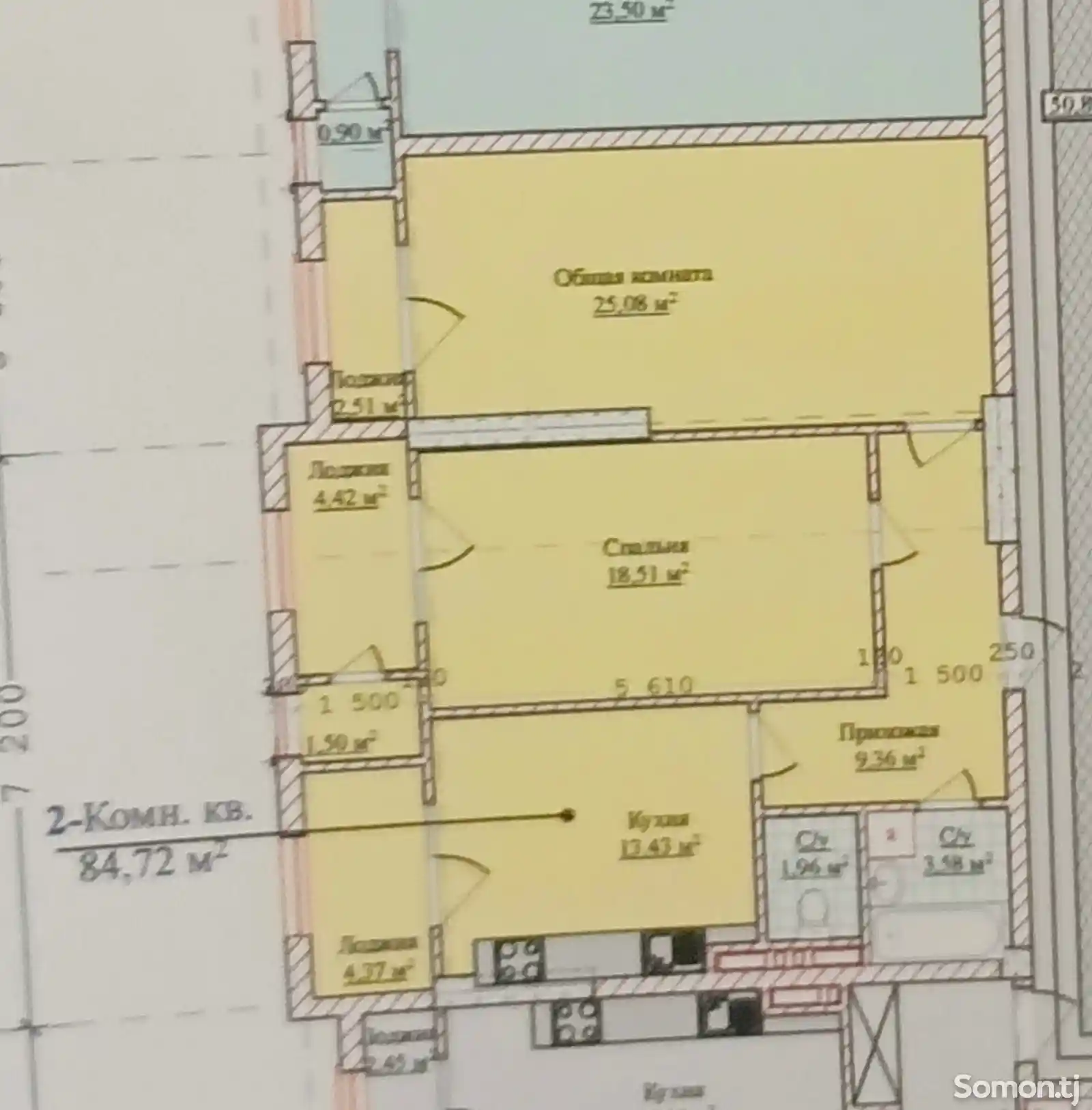 2-комн. квартира, 4 этаж, 84 м², Мактаби Дехоти-4