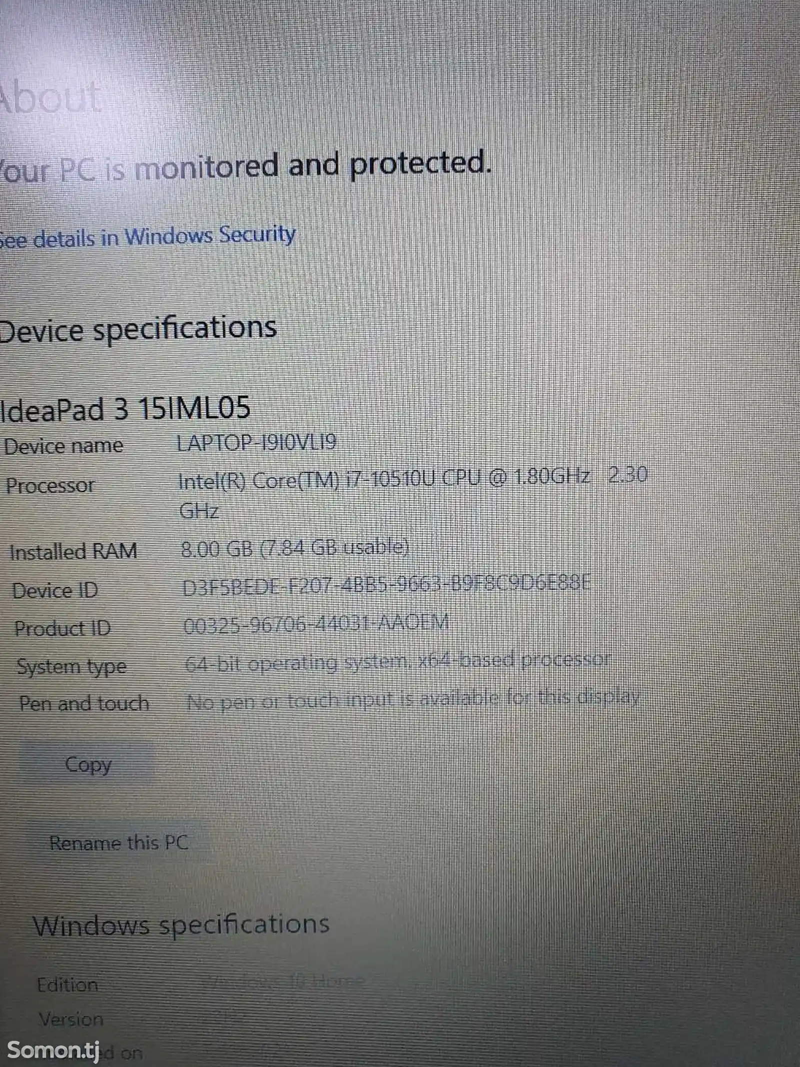 Ноутбук Lenova i7 10510U Mx330 Geforce 8Gb-3