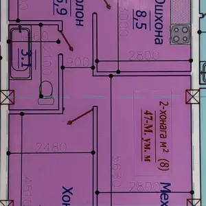 2-комн. квартира, 4 этаж, 47 м², назди масчиди калон