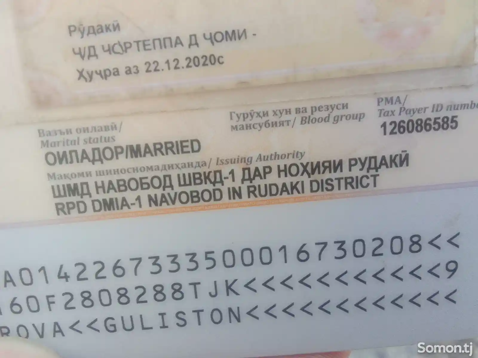 Найден паспорт на имя Сафарова Гулистон-1