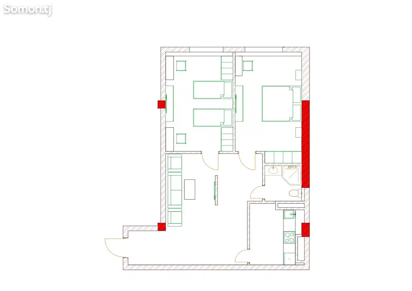 2-комн. квартира, 10 этаж, 77 м², Казинои Саидшох-9