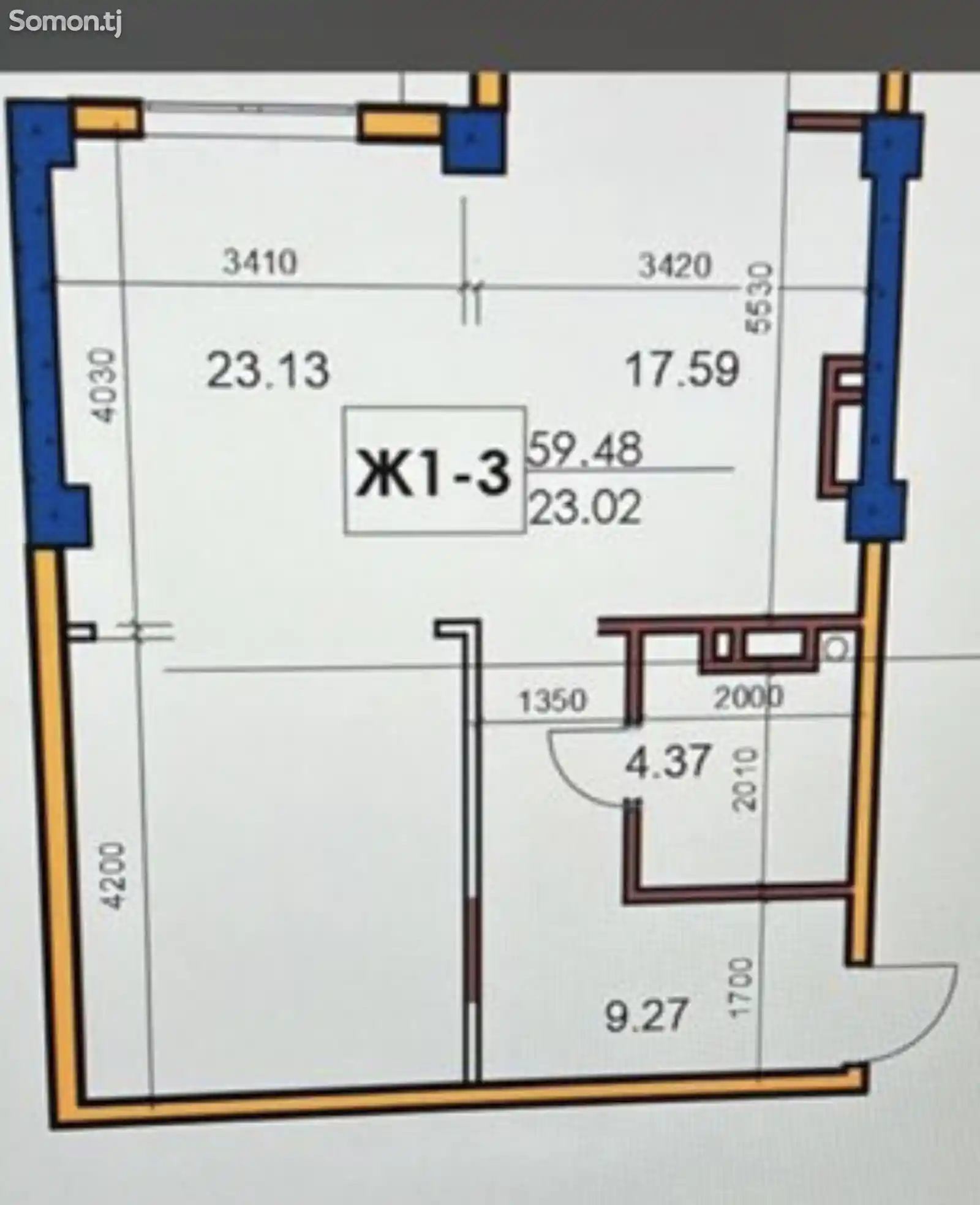 2-комн. квартира, 16 этаж, 59 м², кучаи Айни-6