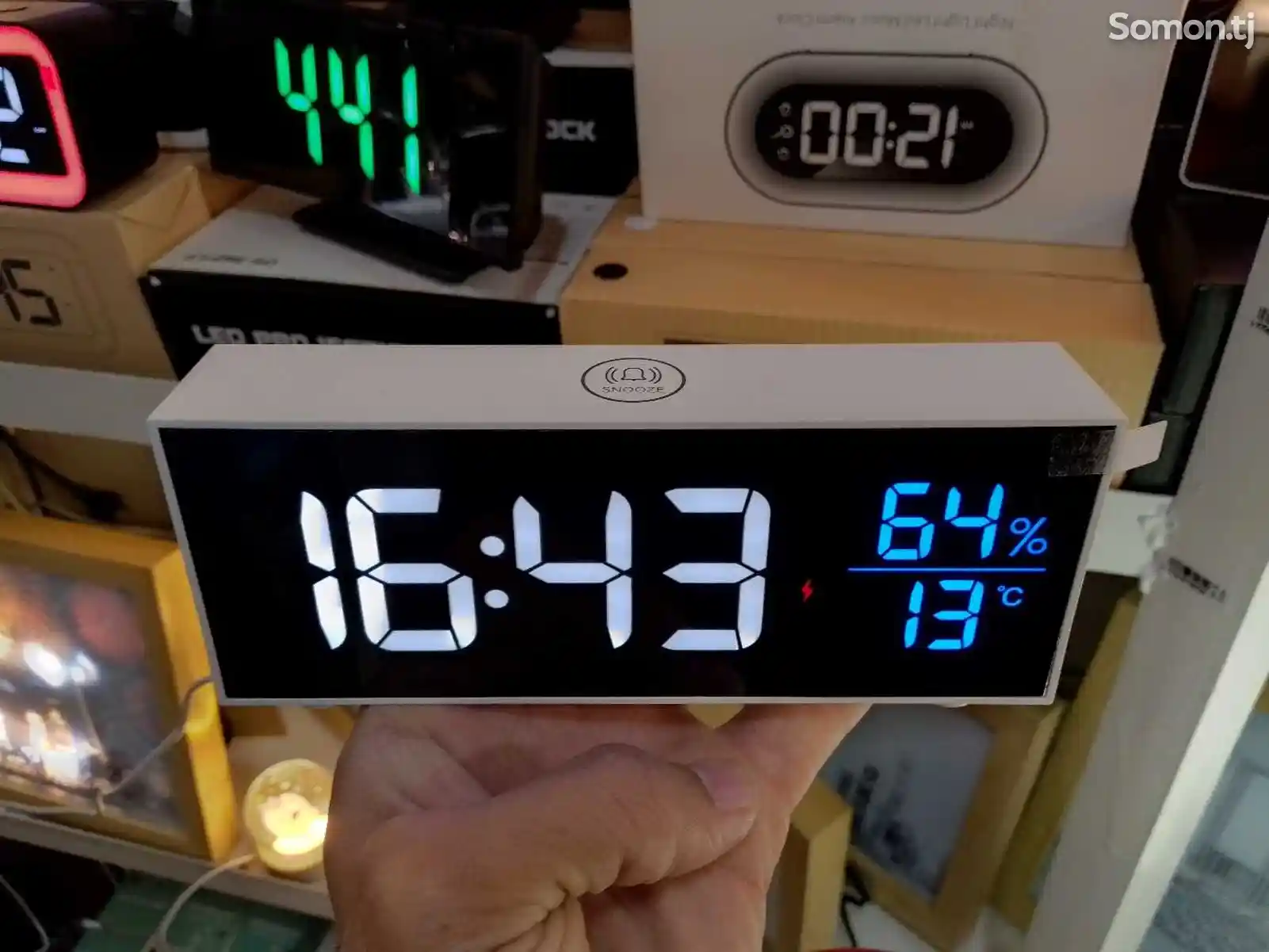 Настольные электронные часы Suzu c аккумулятором, термометром и гигром-1