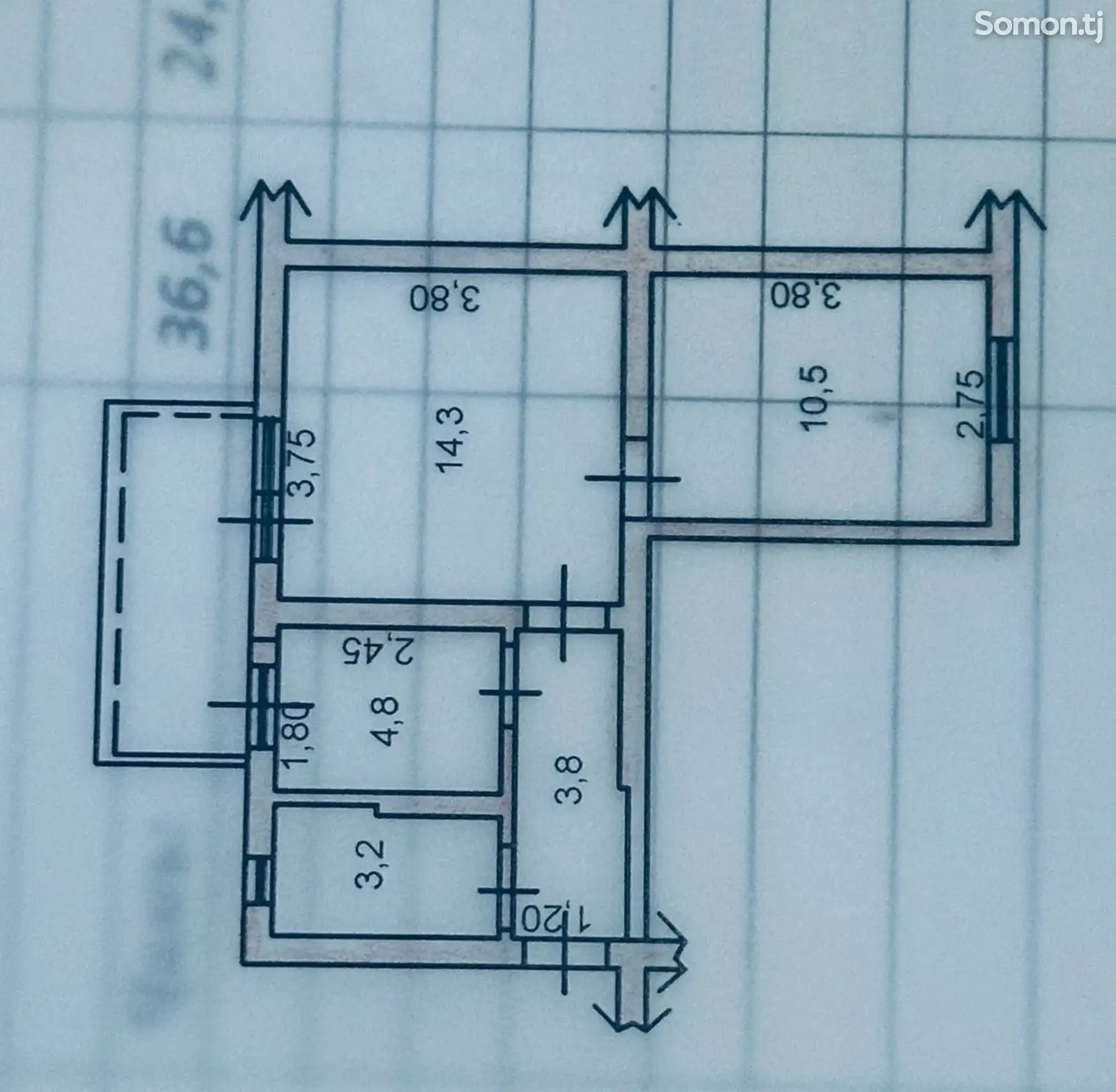 2-комн. квартира, 1 этаж, 14 м², Шохмансур-1