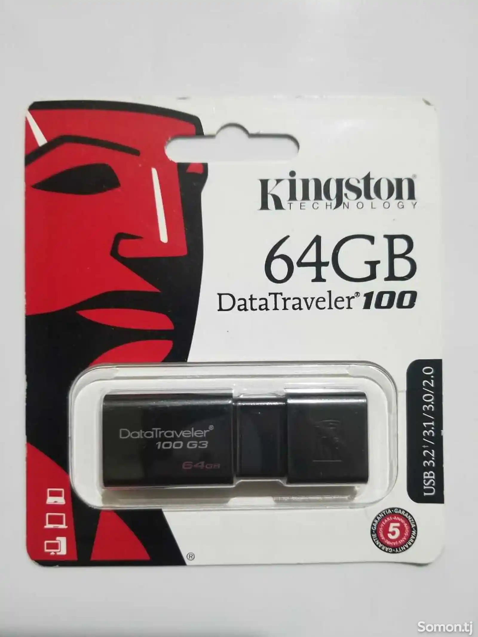 Флешка 64Gb Kingston DataTraveler 100 G3, USB3.0 черная