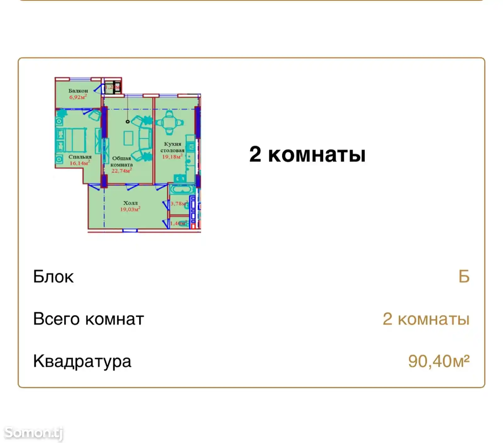 1-комн. квартира, 12 этаж, 91 м², Шохмансур