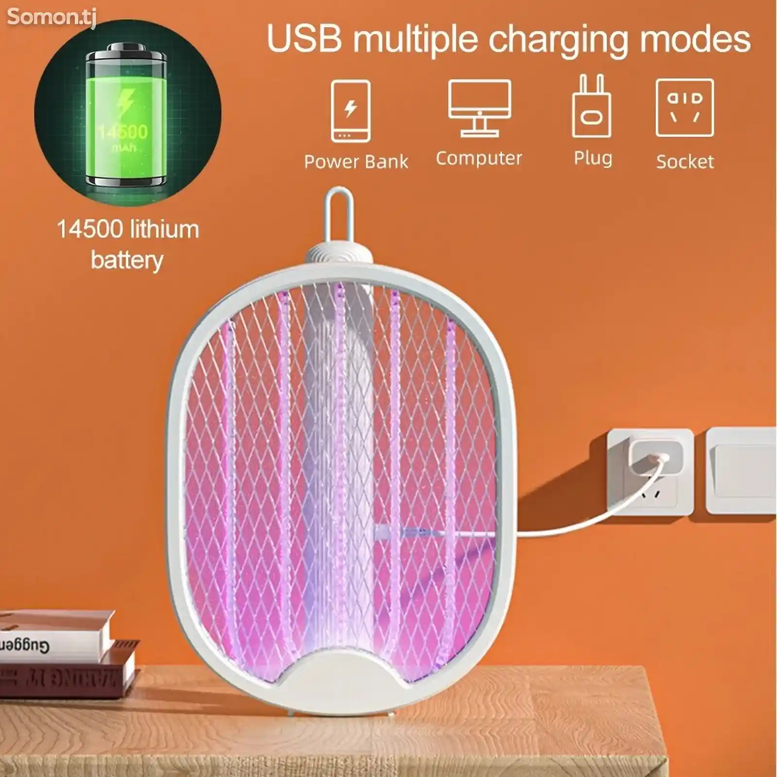 Электрическая мухобойка USB-зарядная ракетка для борьбы с насекомыми с ультрафи-3