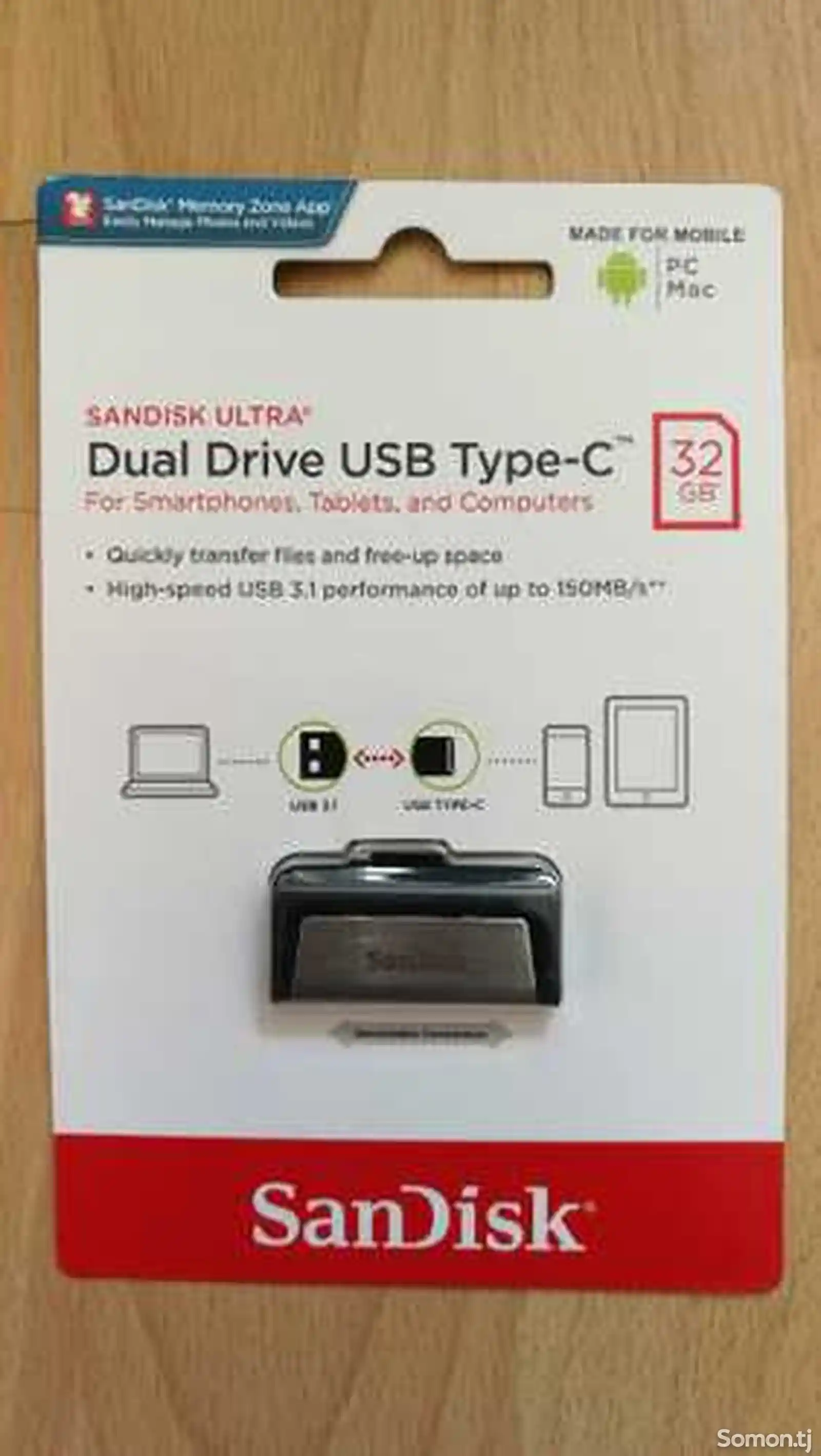 Флеш-накопитель SanDisk 32 Gb Ultra 2-1 USB Type-C