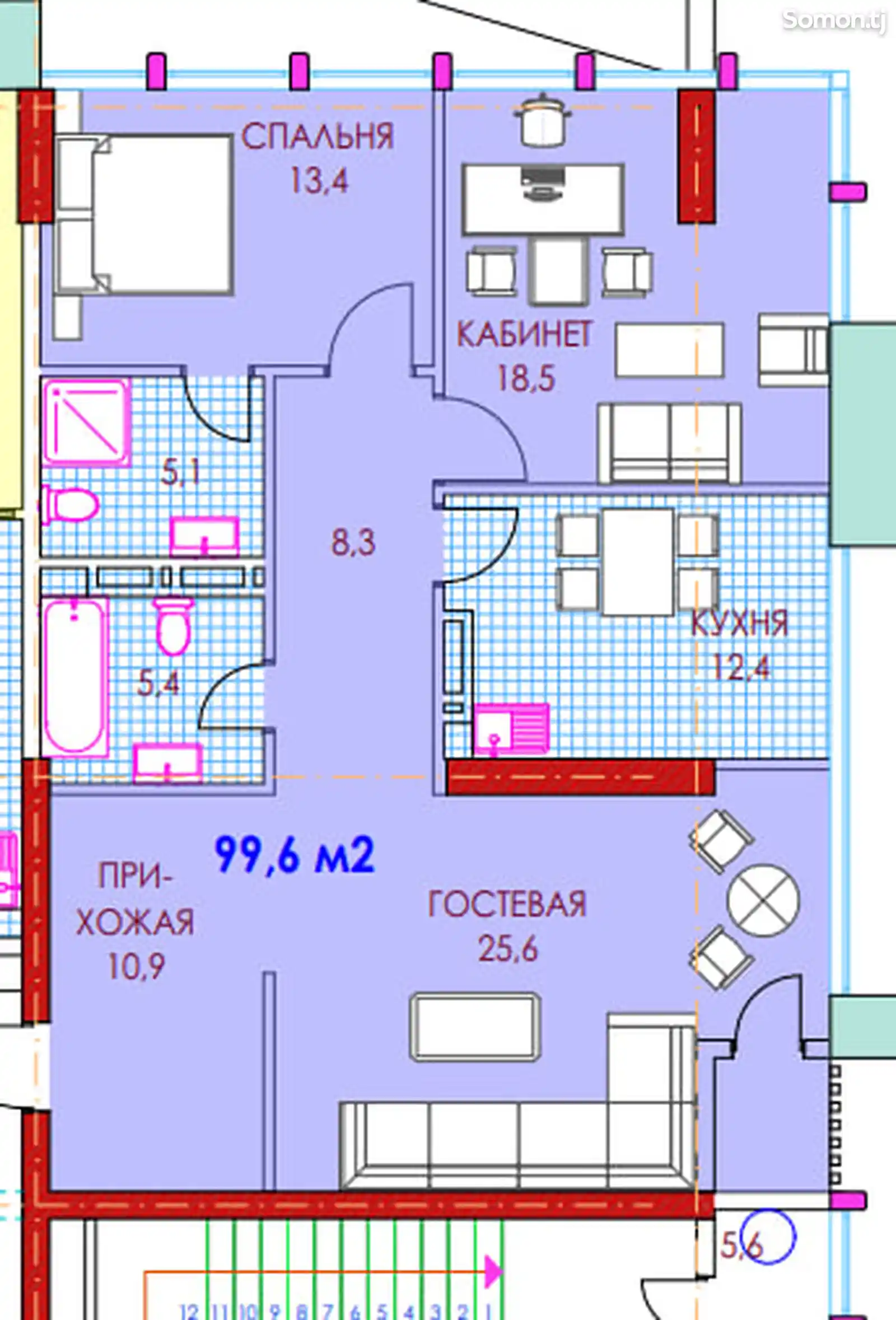 Помещение под свободное назначение, 99м², Цум-5