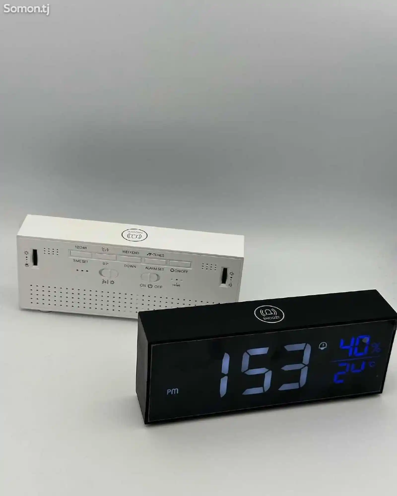 Настольные электронные часы Suzu c аккумулятором, термометром и гигром-7