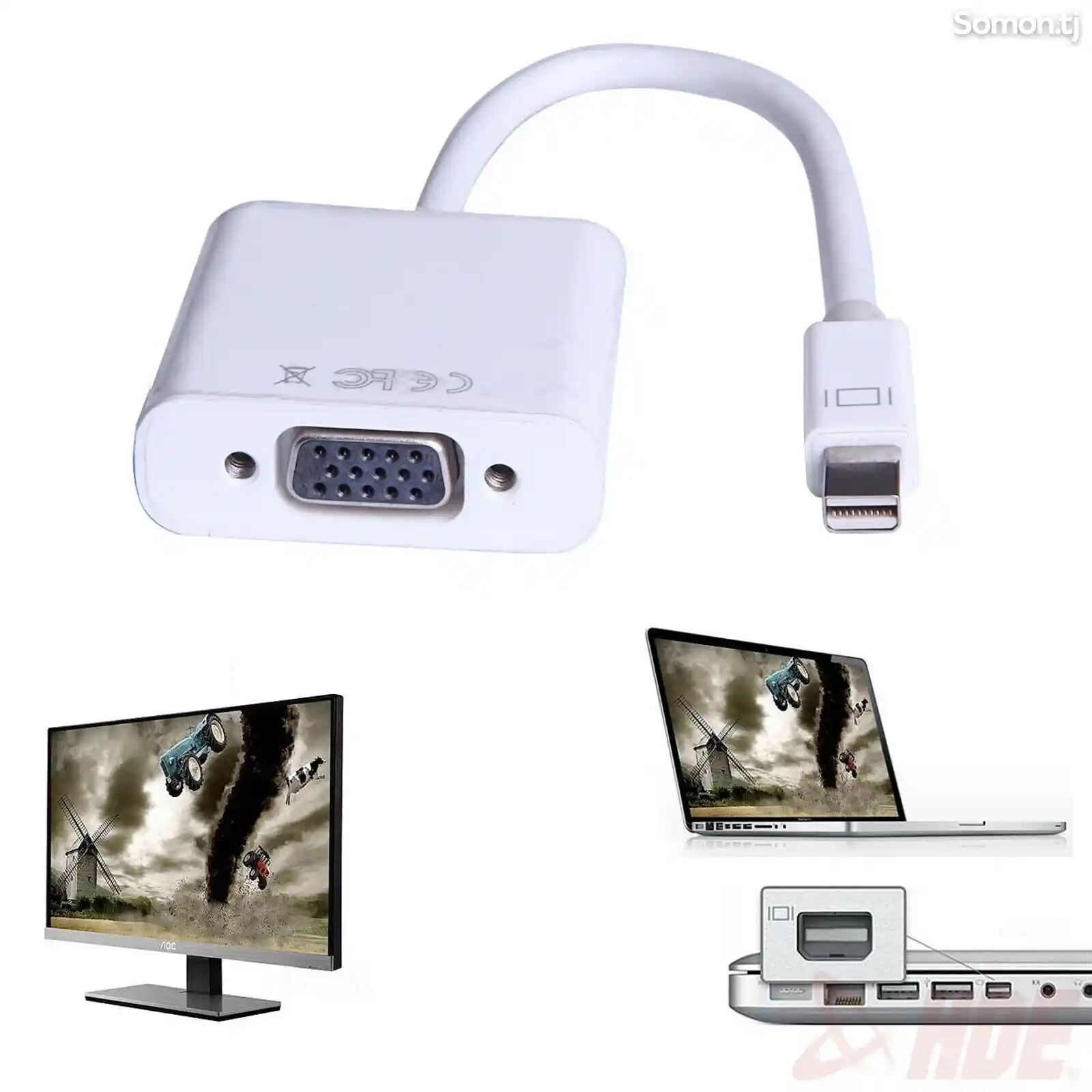 Переходник mini DisplayPort to VGA для macbook ноутбуков - VGA-4