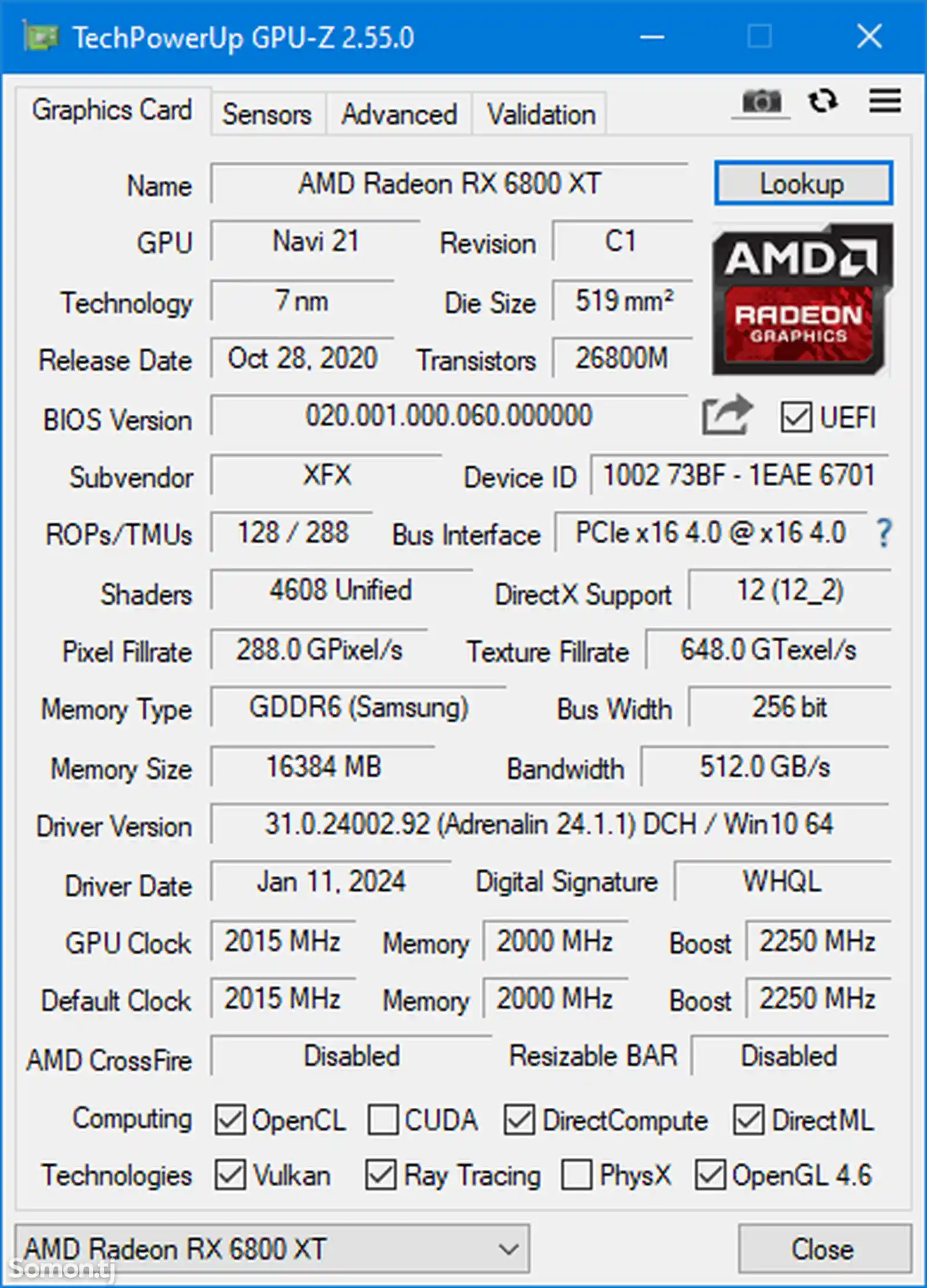 Видеокарта AMD 6800XT 16gb XFX Speedster series-2