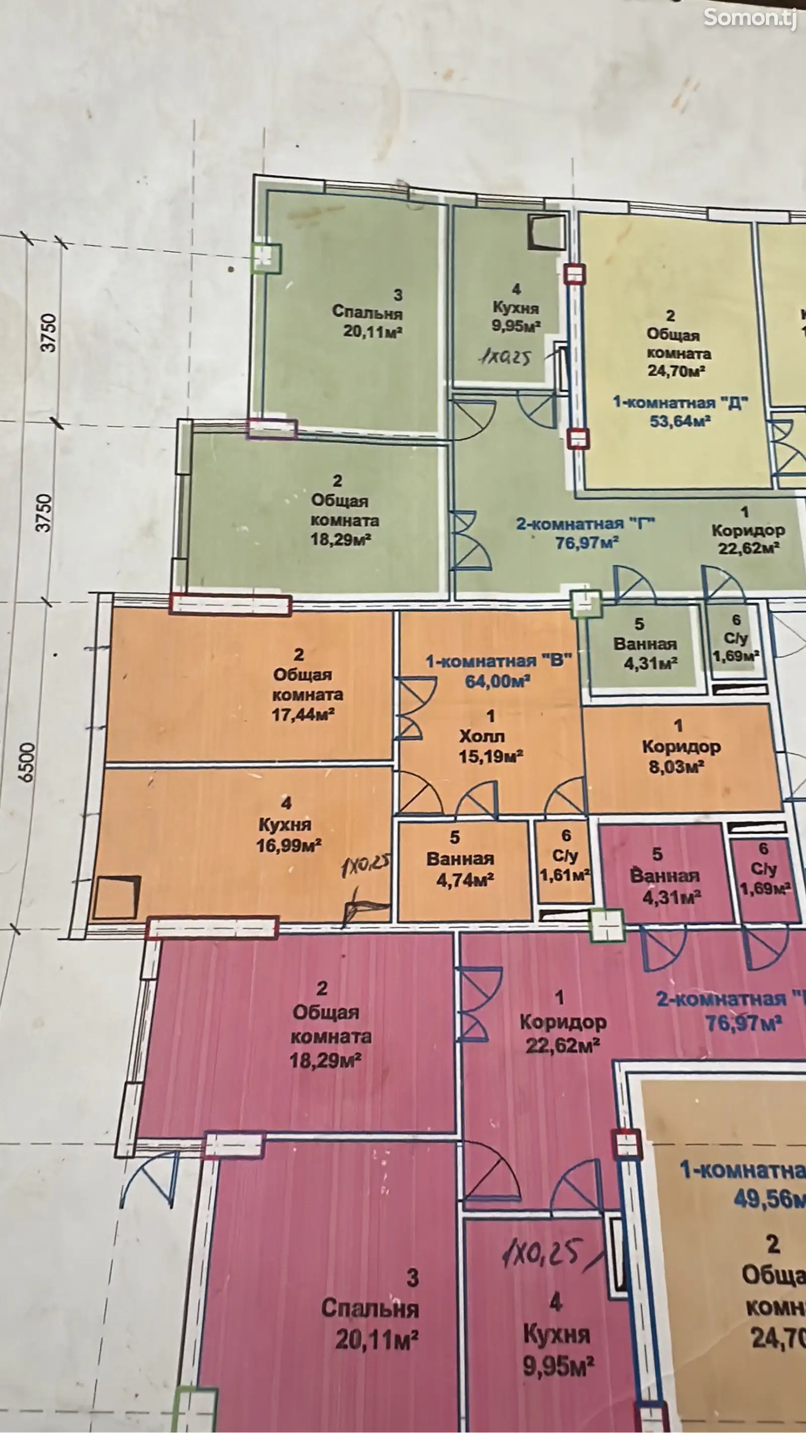 1-комн. квартира, 6 этаж, 64 м², Мехргон-5