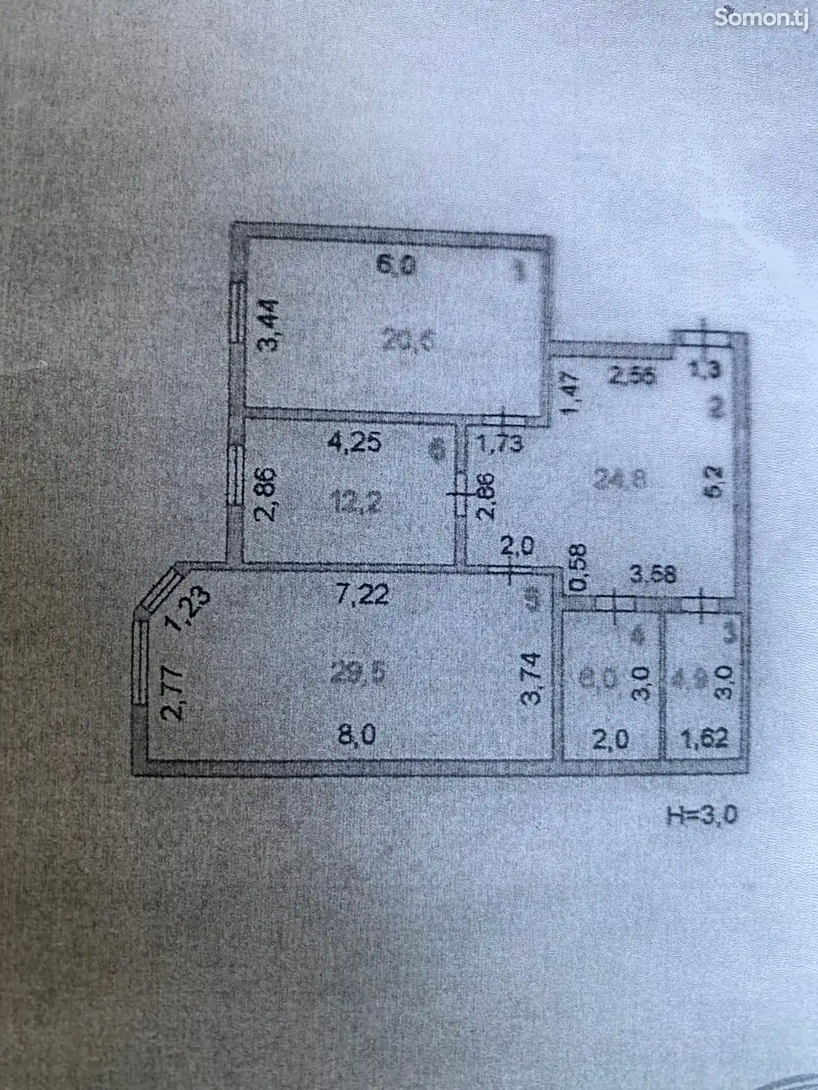 3-комн. квартира, 3 этаж, 98 м², Центр, улица Рудаки-3