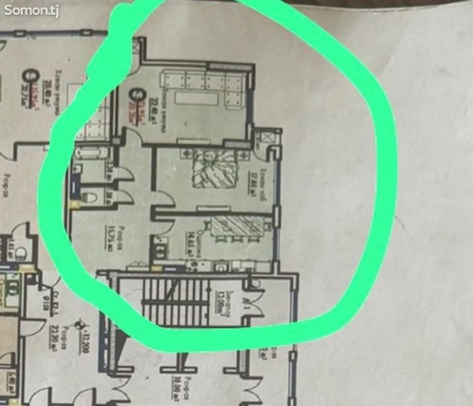 2-комн. квартира, 13 этаж, 77 м², Сомони-1