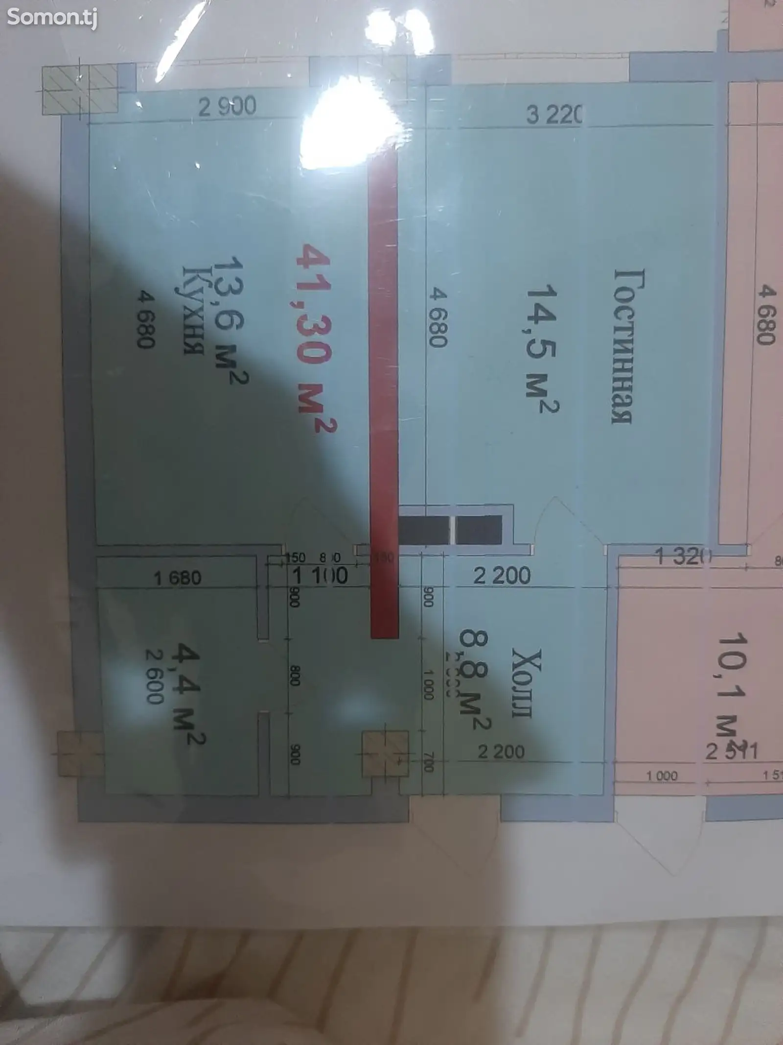 1-комн. квартира, 10 этаж, 42 м², Шохмансур