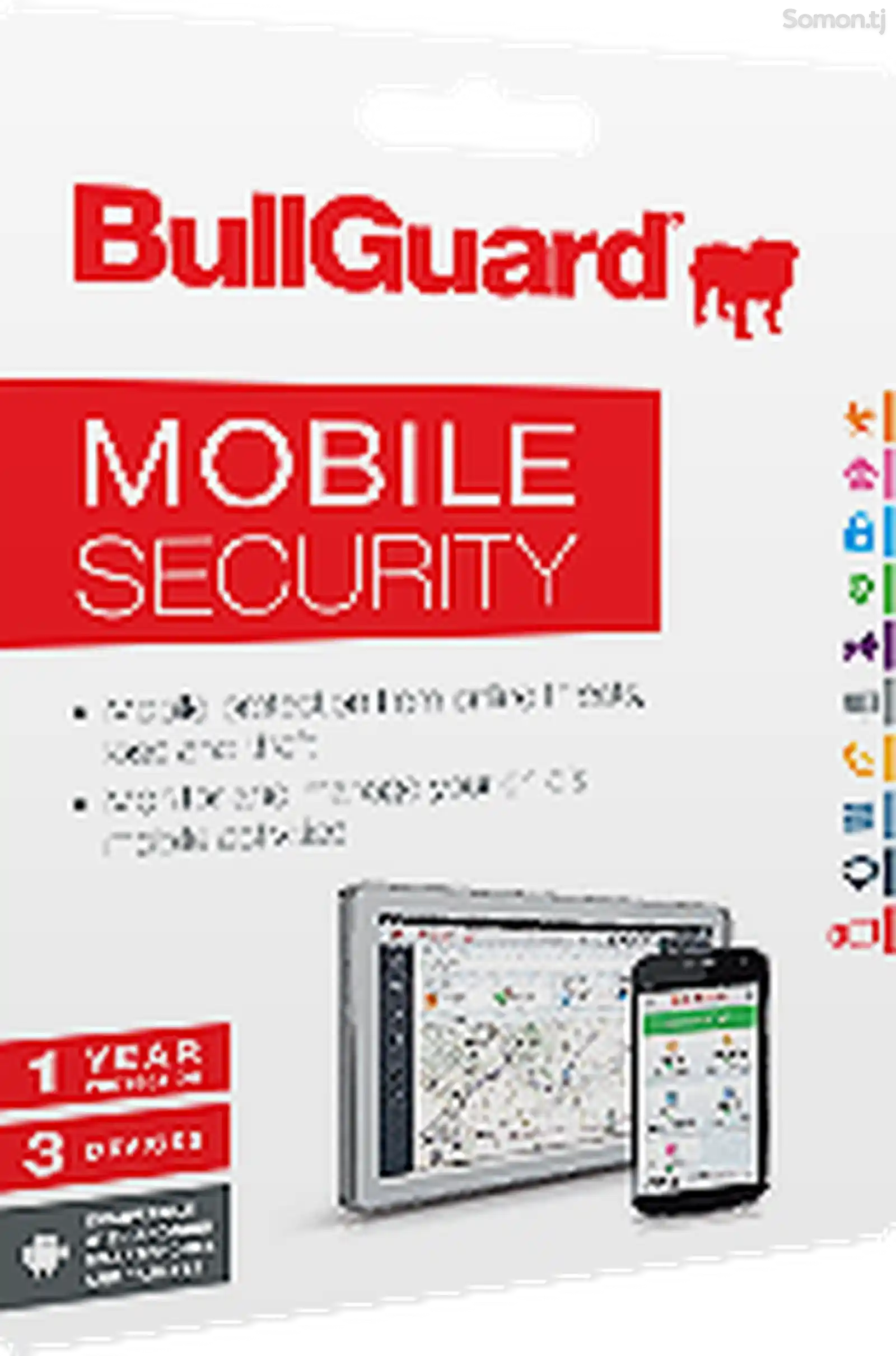 BullGuard Mobile Security Android - иҷозатнома барои 3 мобайл, 1 сол