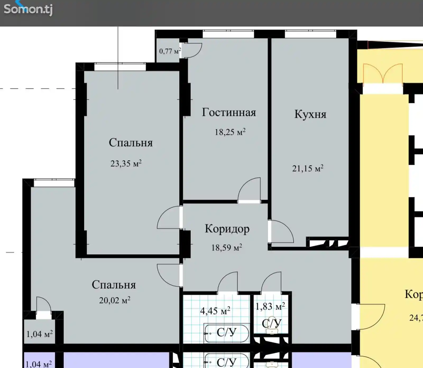 3-комн. квартира, 4 этаж, 110 м², Ватан-2