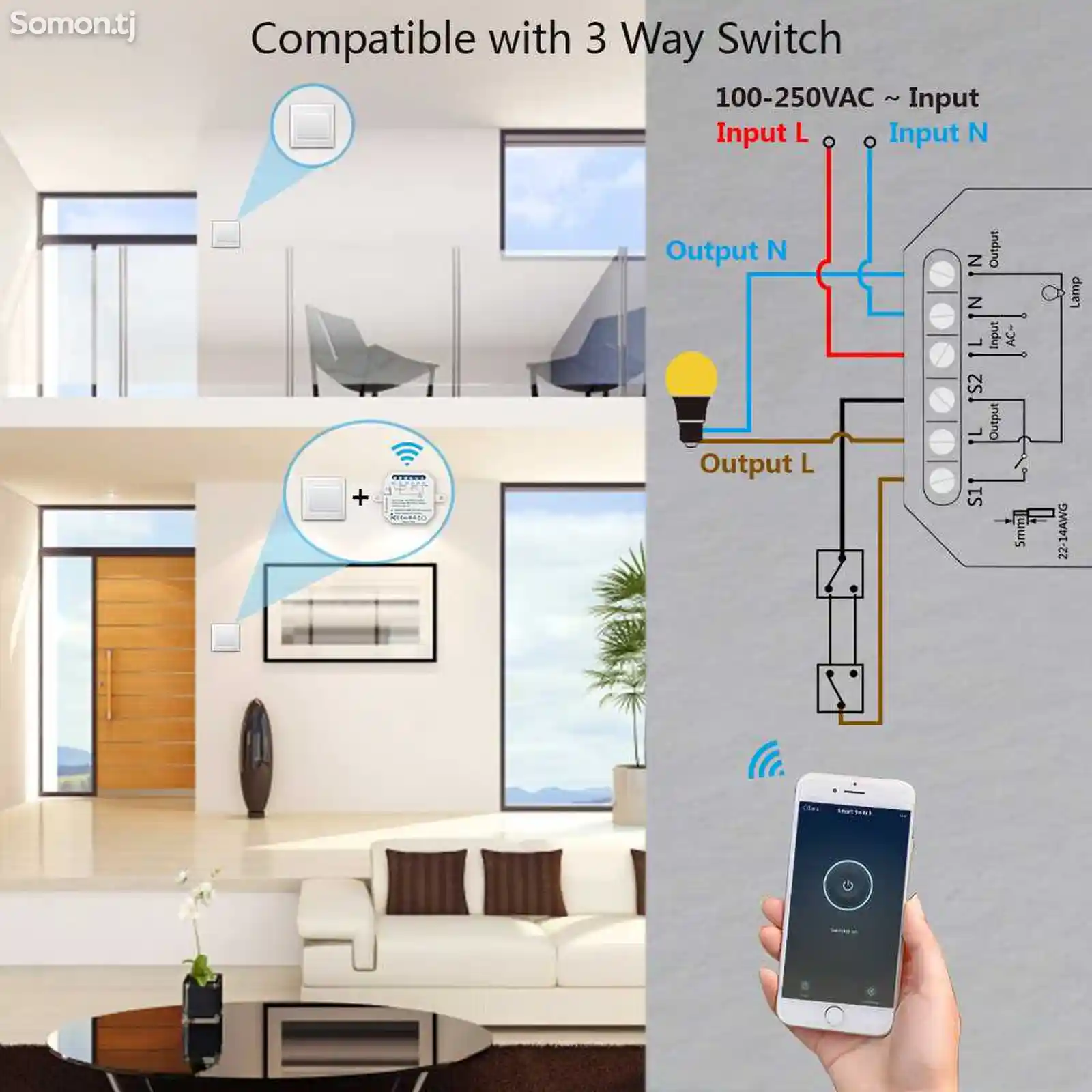 Умный модуль переключателя Wi-Fi + Bluetooth +Smart switch-5
