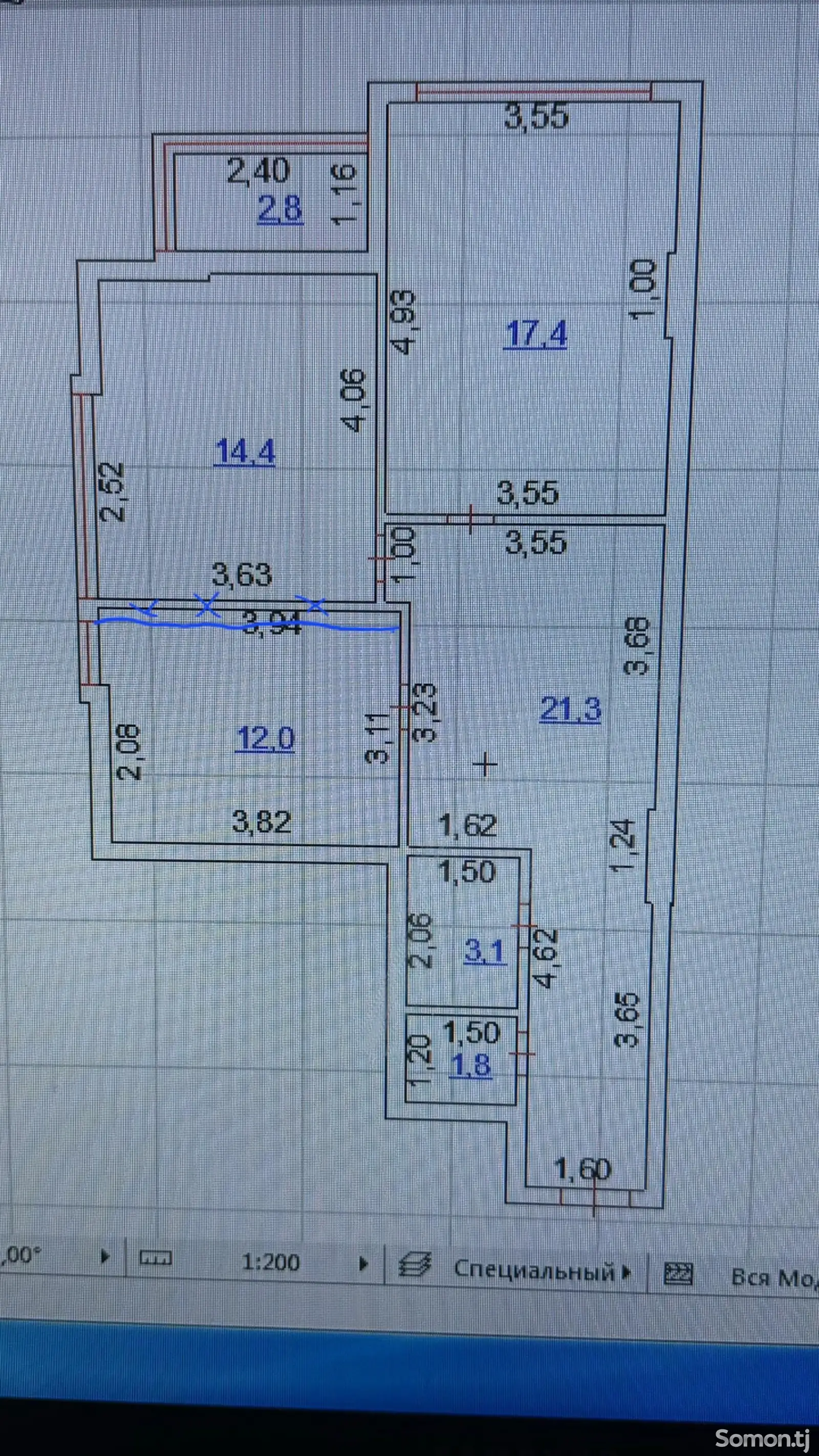 3-комн. квартира, 9 этаж, 76 м², 33 мкр, Олами гушт-1