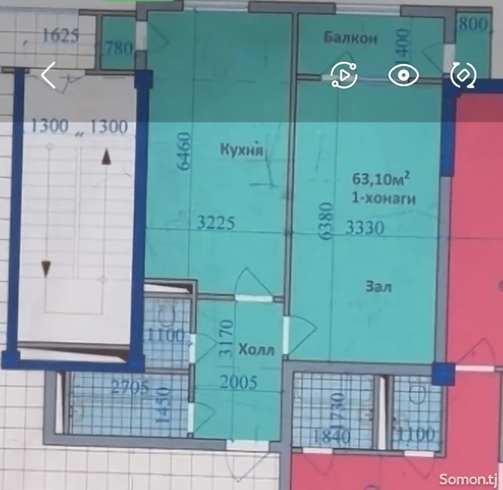 1-комн. квартира, 9 этаж, 63 м², Шоҳмансур-2