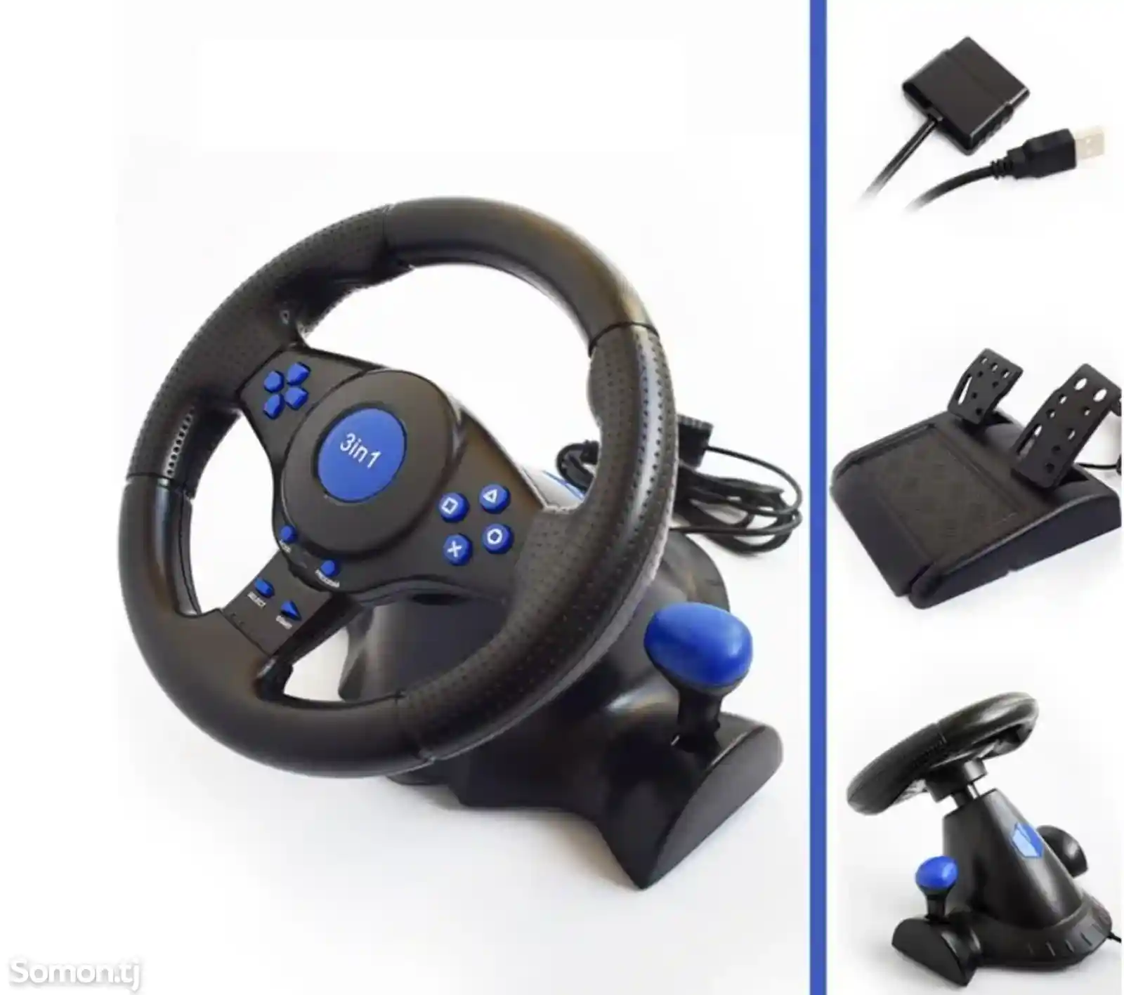 Игровой руль с педалями для ПК, PS3/PS2/PS USB на заказ-4