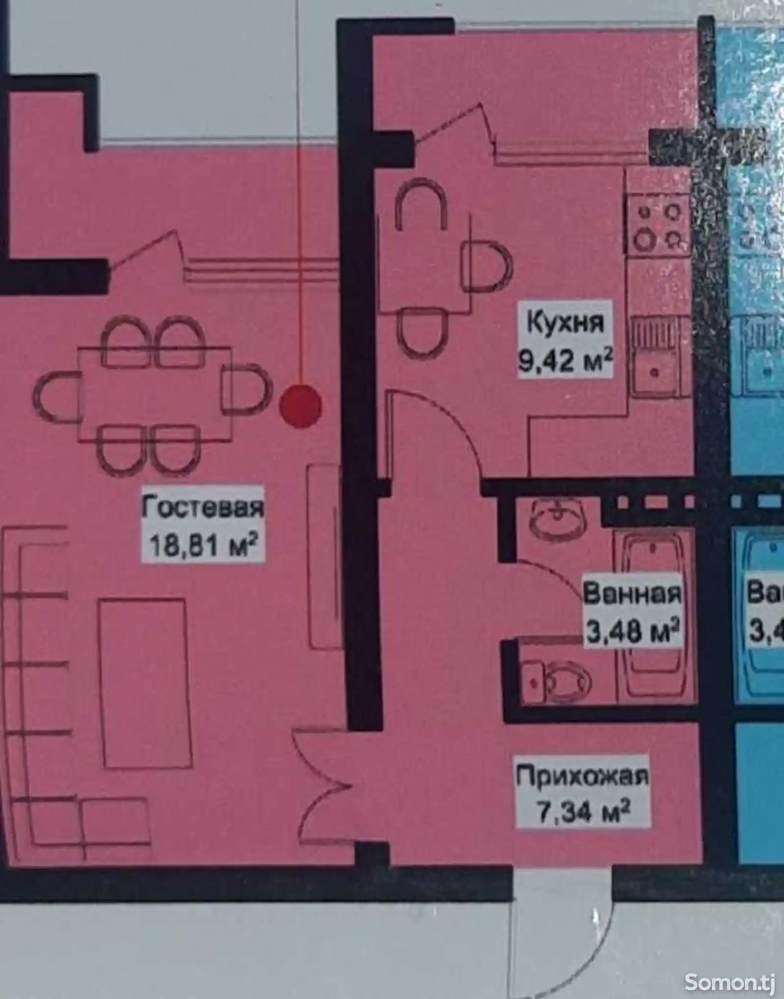 1-комн. квартира, 2 этаж, 47 м², 20 мкр, ру ба руи донишгохи давлатии Хучанд-1