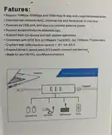 USB Ethernet-адаптер портами USB 3.0+usb-c RJ45-3