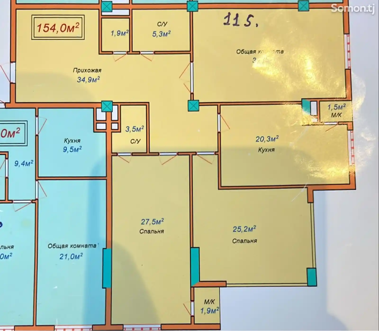 3-комн. квартира, 6 этаж, 154 м², Шомансур, Хилтон-6