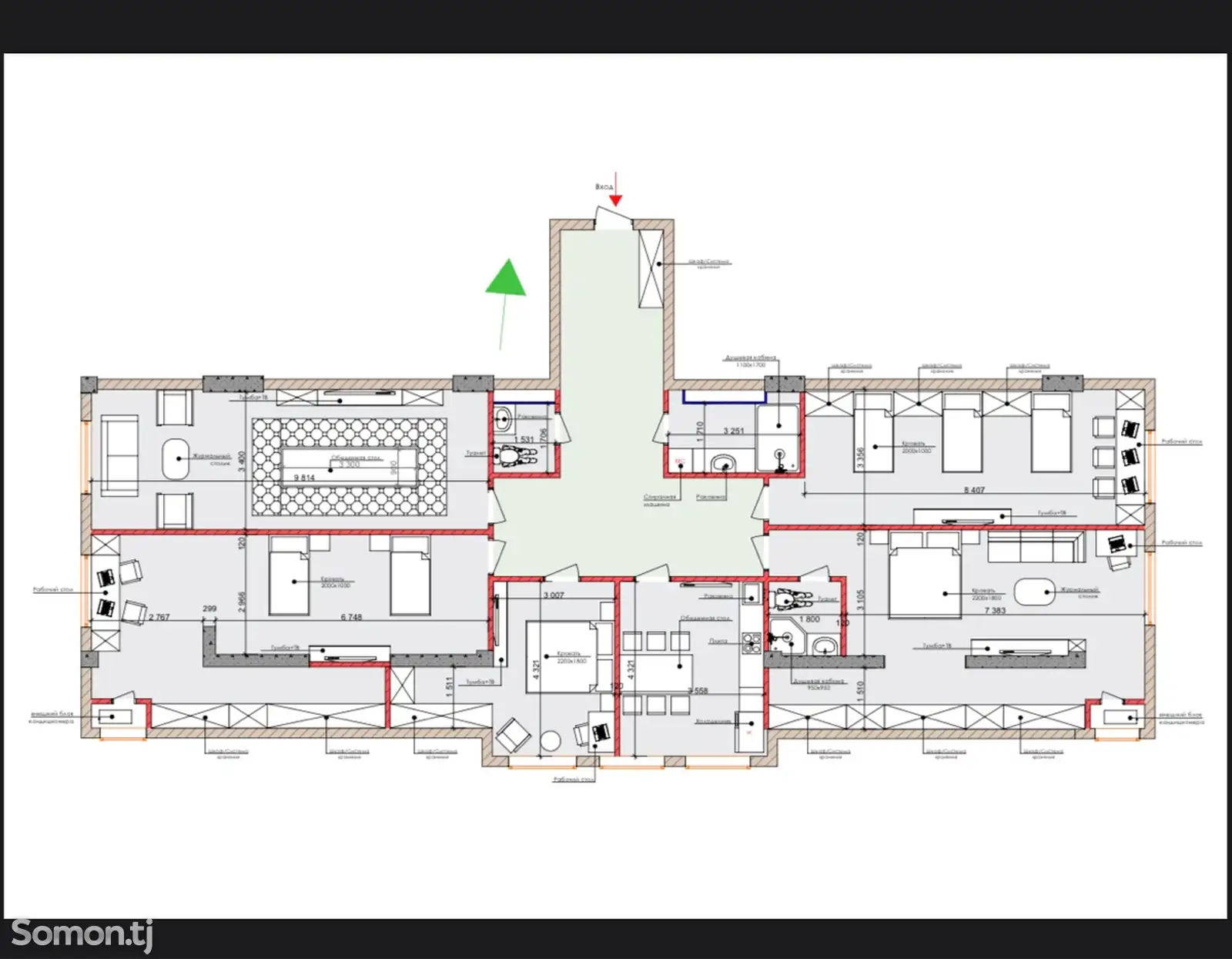 5-комн. квартира, 11 этаж, 208 м², Шохмансур-1