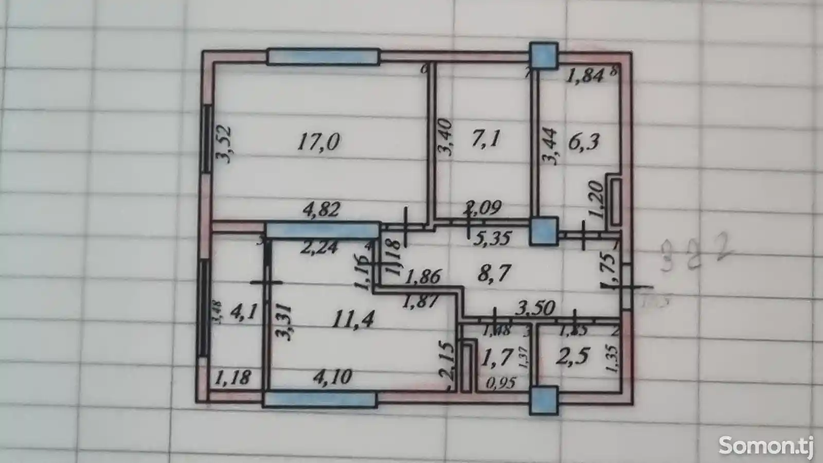 3-комн. квартира, 12 этаж, 61 м², Сино-3