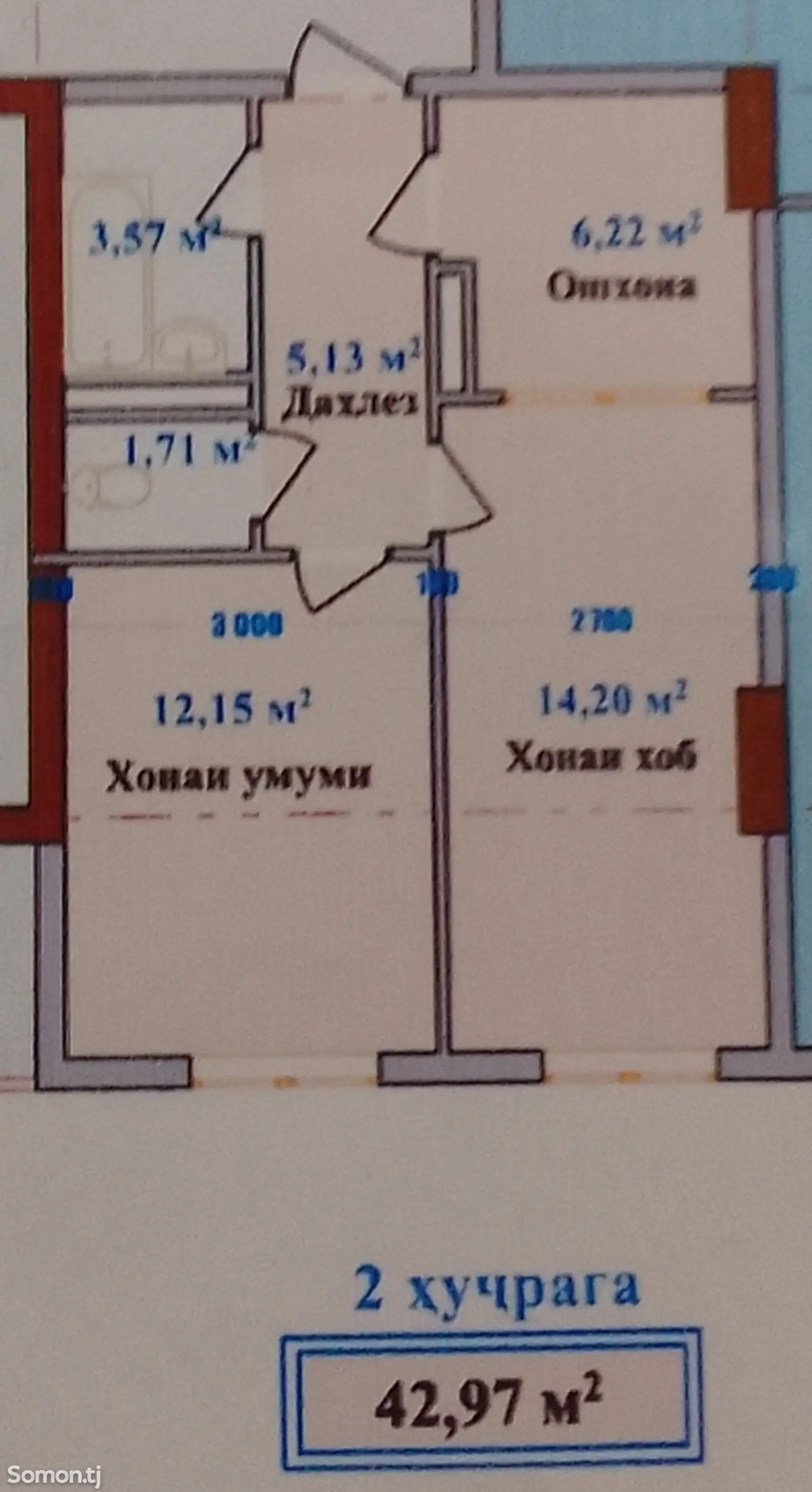 2-комн. квартира, 10 этаж, 43 м², ҷд Турдиев-1