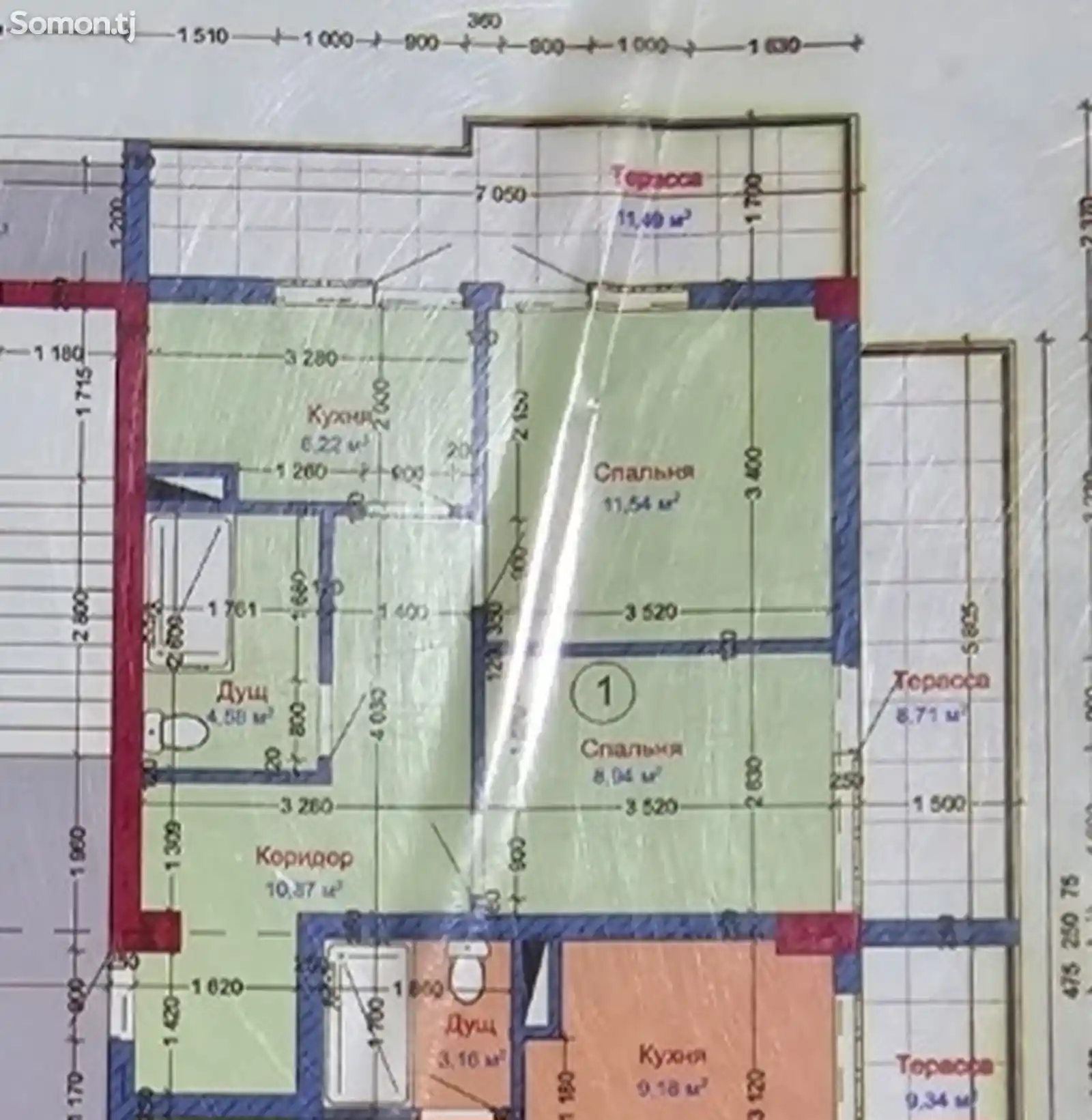 2-комн. квартира, 10 этаж, 62 м², 14 мкр , пеши масчиди чумъахони-4