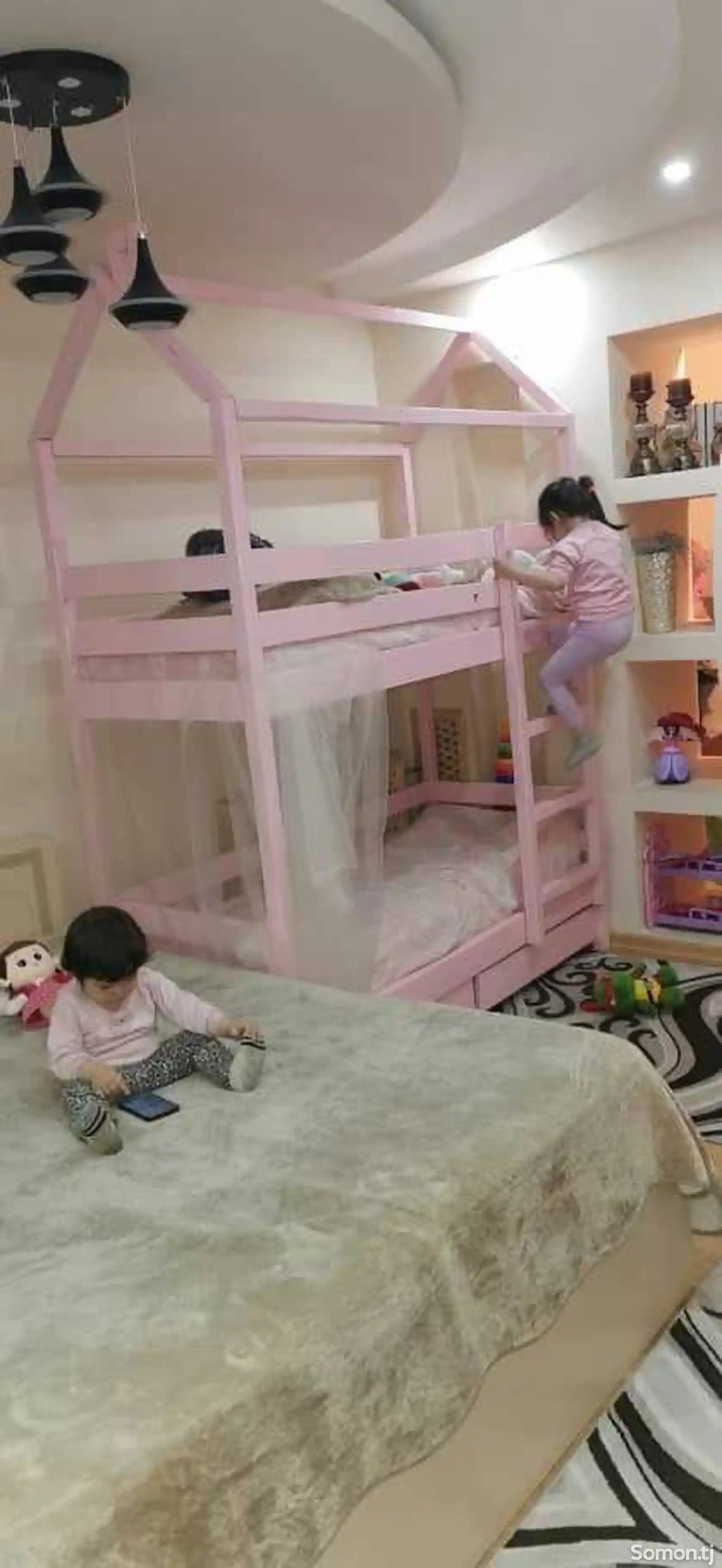 Детская двухъярусная кровать домик-6